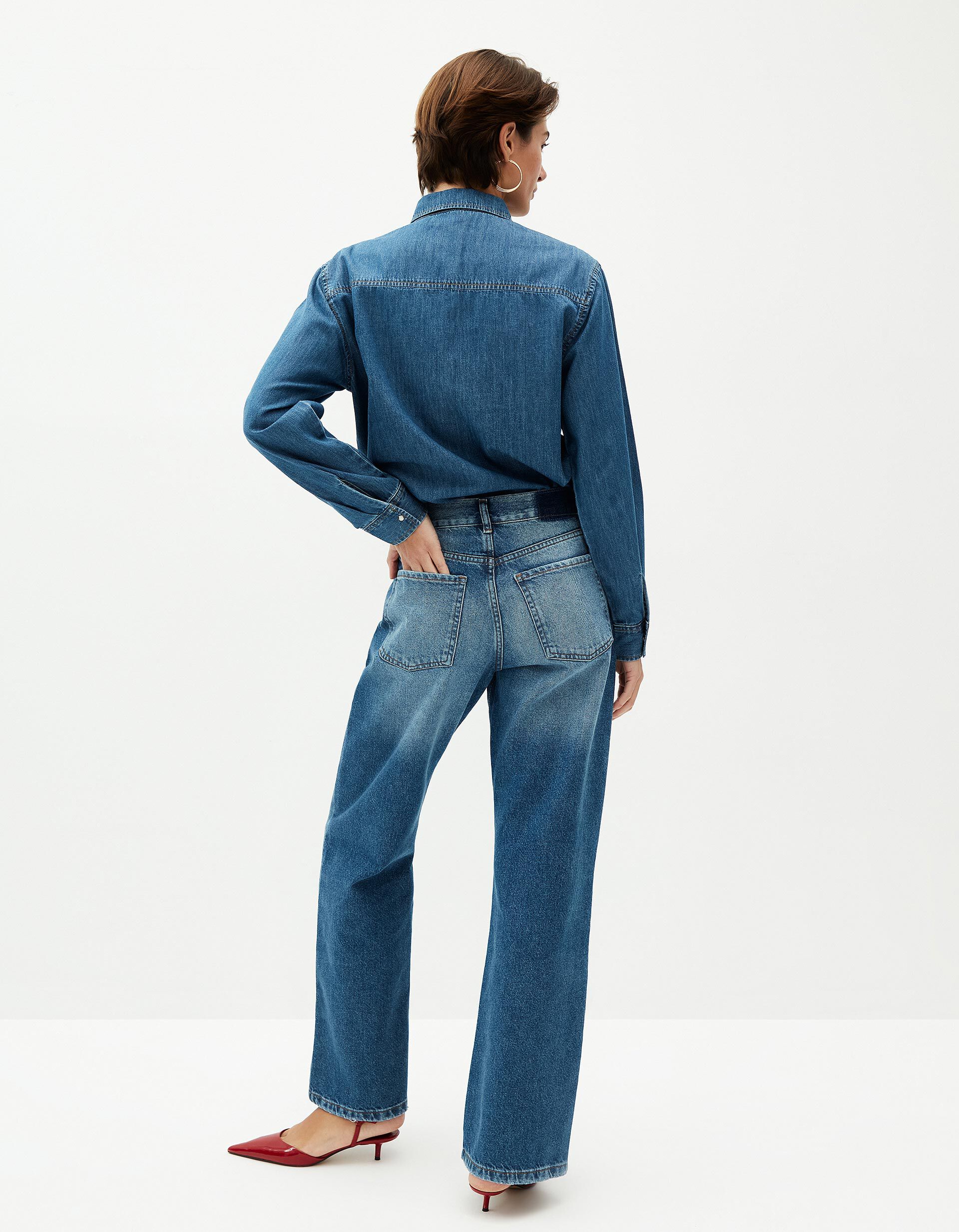 Comprar Online Cal&ccedil;as de Ganga Wide Leg, Mulher, Azul