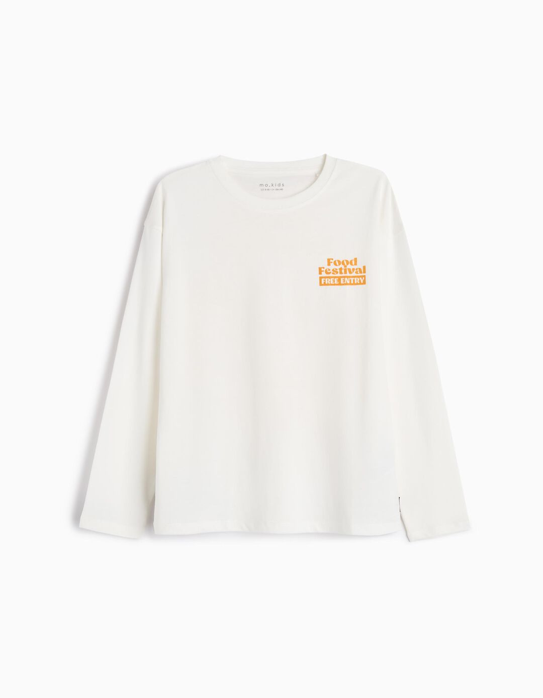 T-shirt de Manga Comprida Estampado, Menino, Branco
