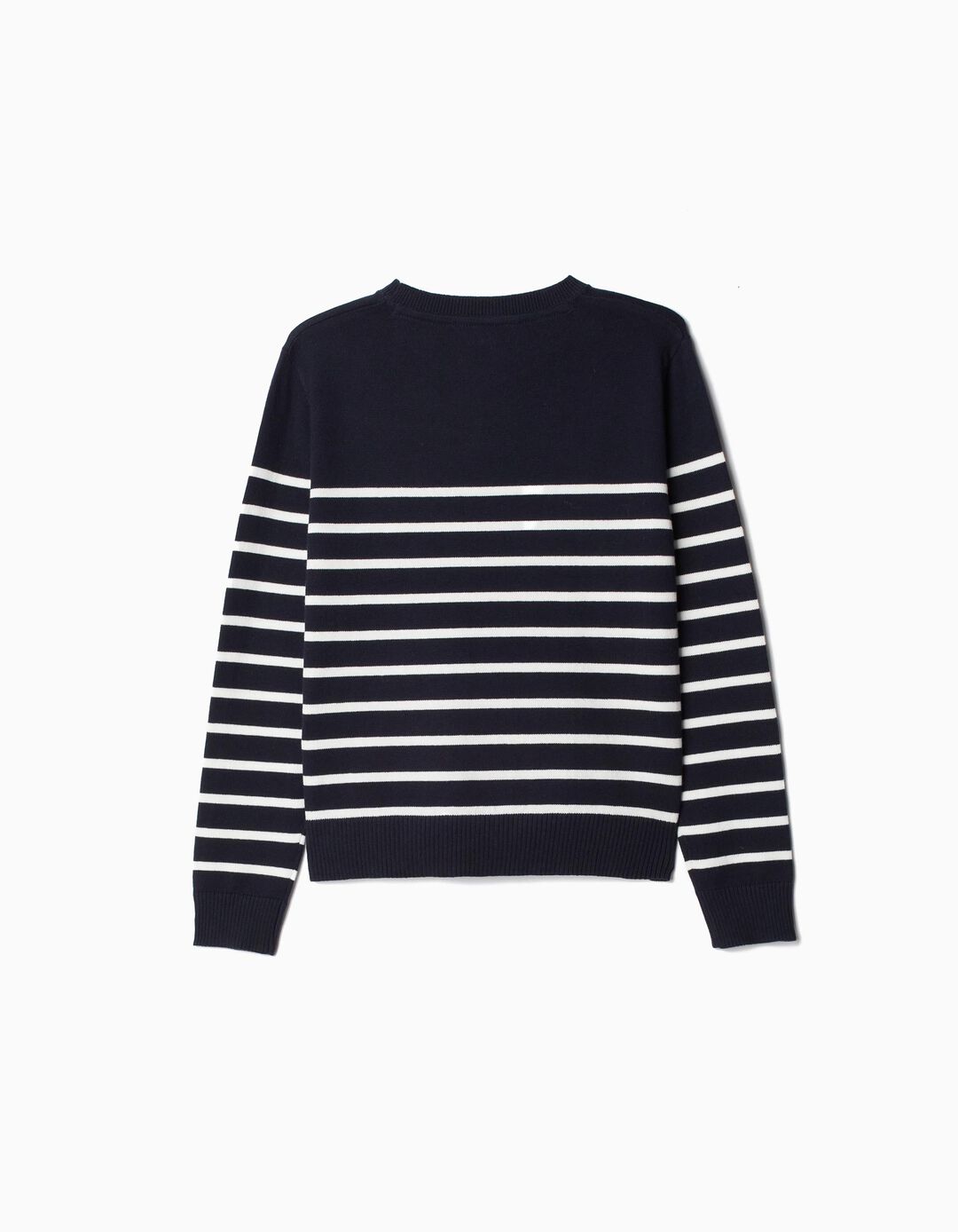Camisola de Malha Riscas, Menina, Azul Escuro