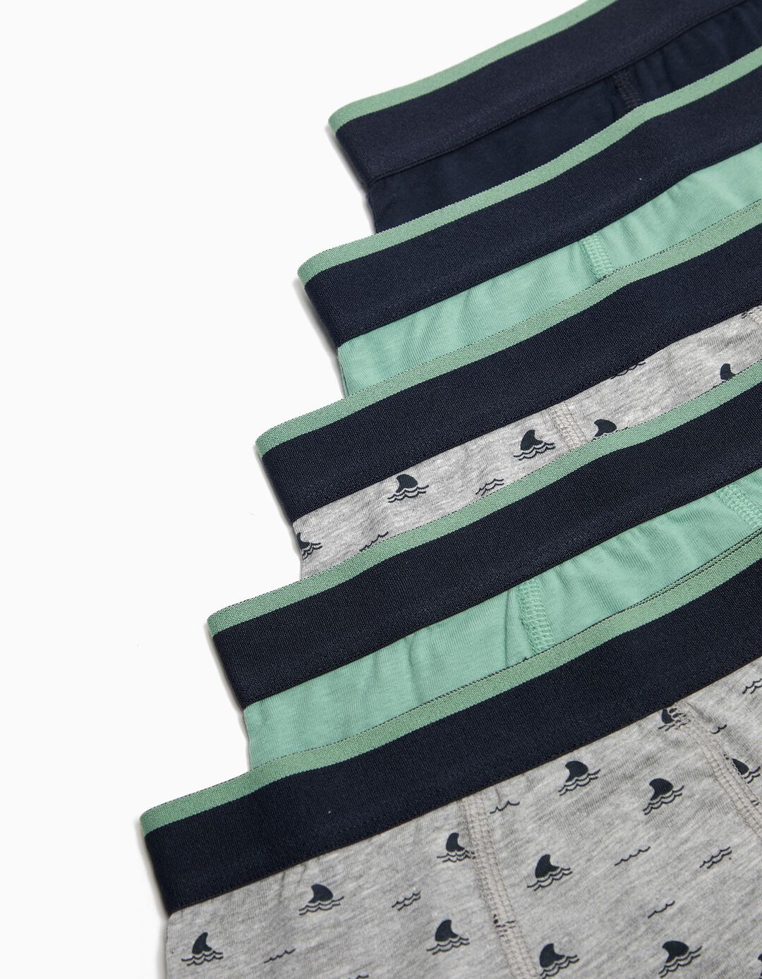 Pack 5 Boxers, Menino, Verde Claro