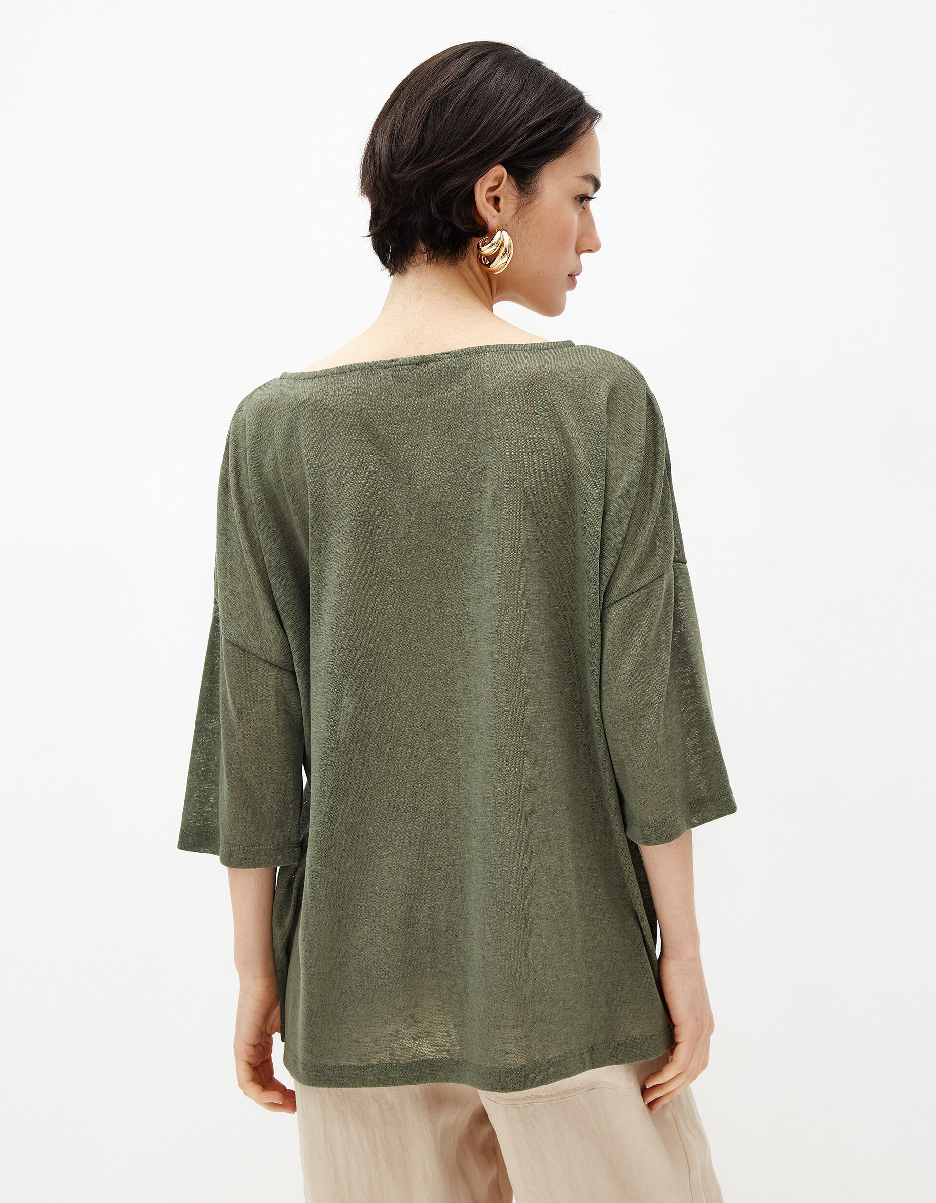 Comprar Online T-shirt de Manga Comprida, Mulher, Verde Escuro