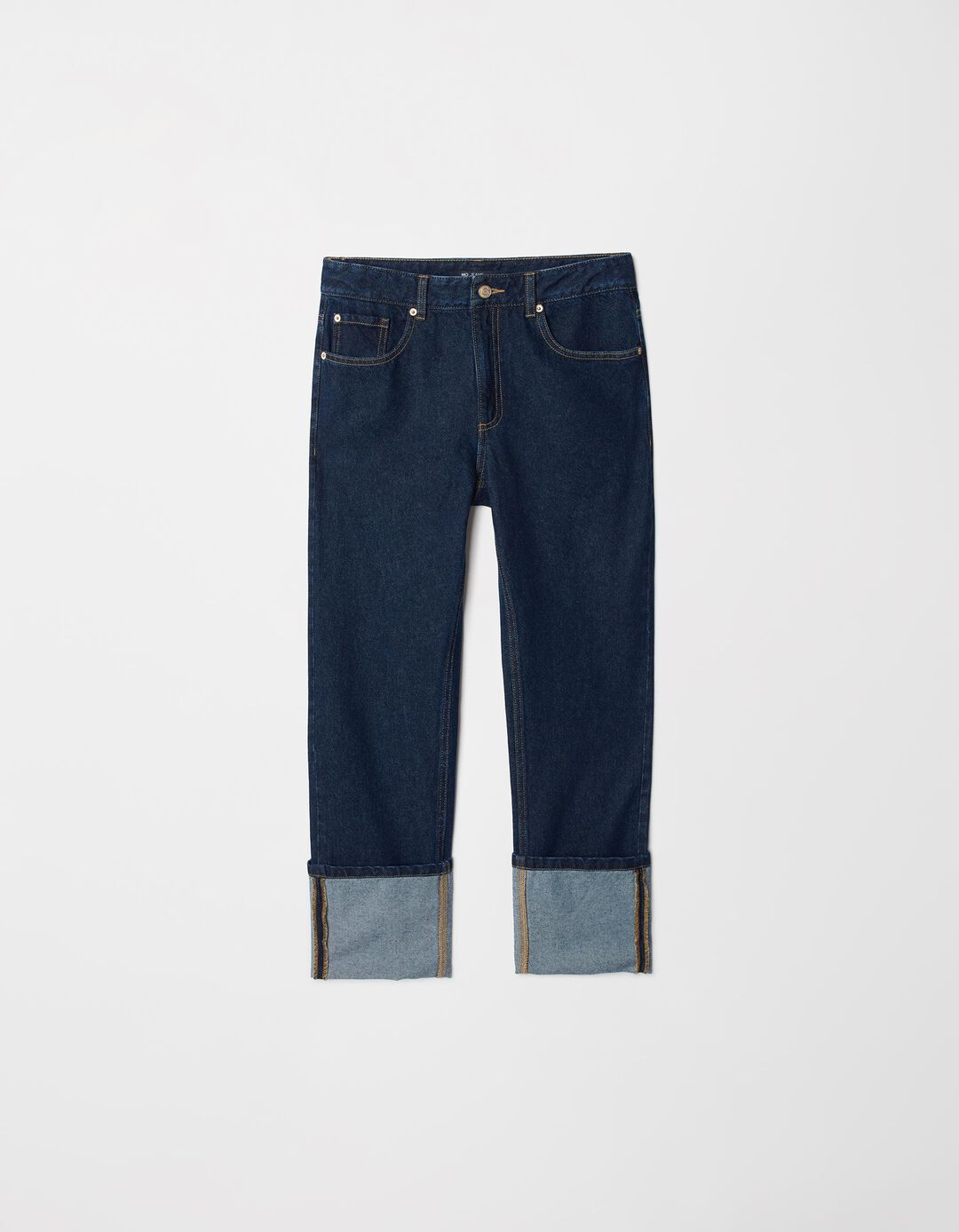Calças de Ganga 'Slim fit' Dobra, Mulher, Azul Escuro