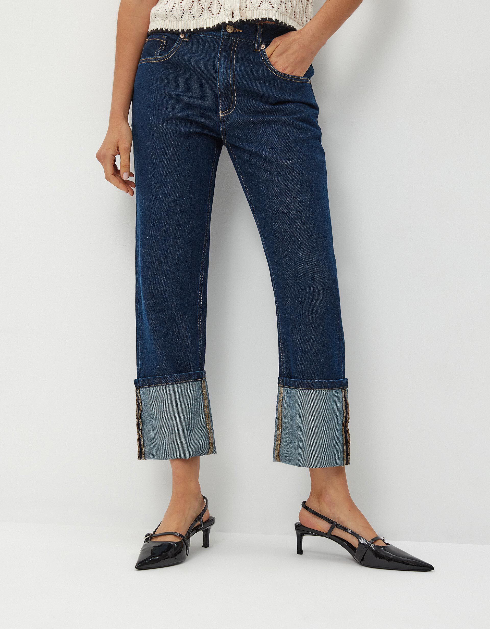 Comprar Online Cal&ccedil;as de Ganga 'Slim fit' Dobra, Mulher, Azul Escuro