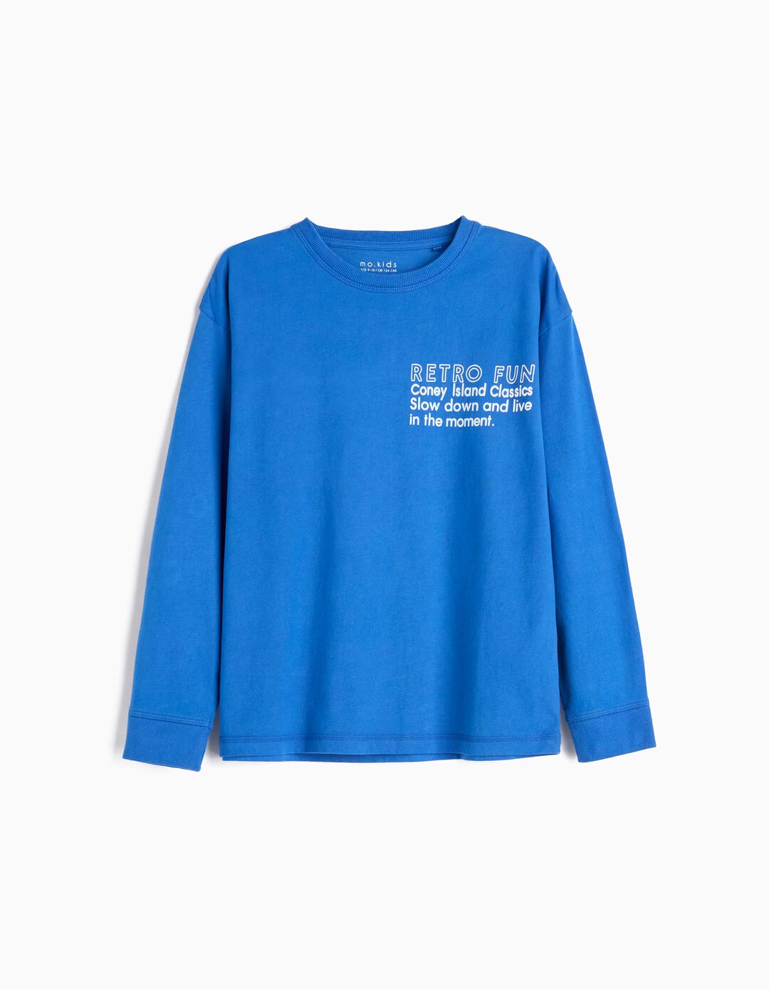 T-shirt Manga Comprida Estampado, Menino, Azul