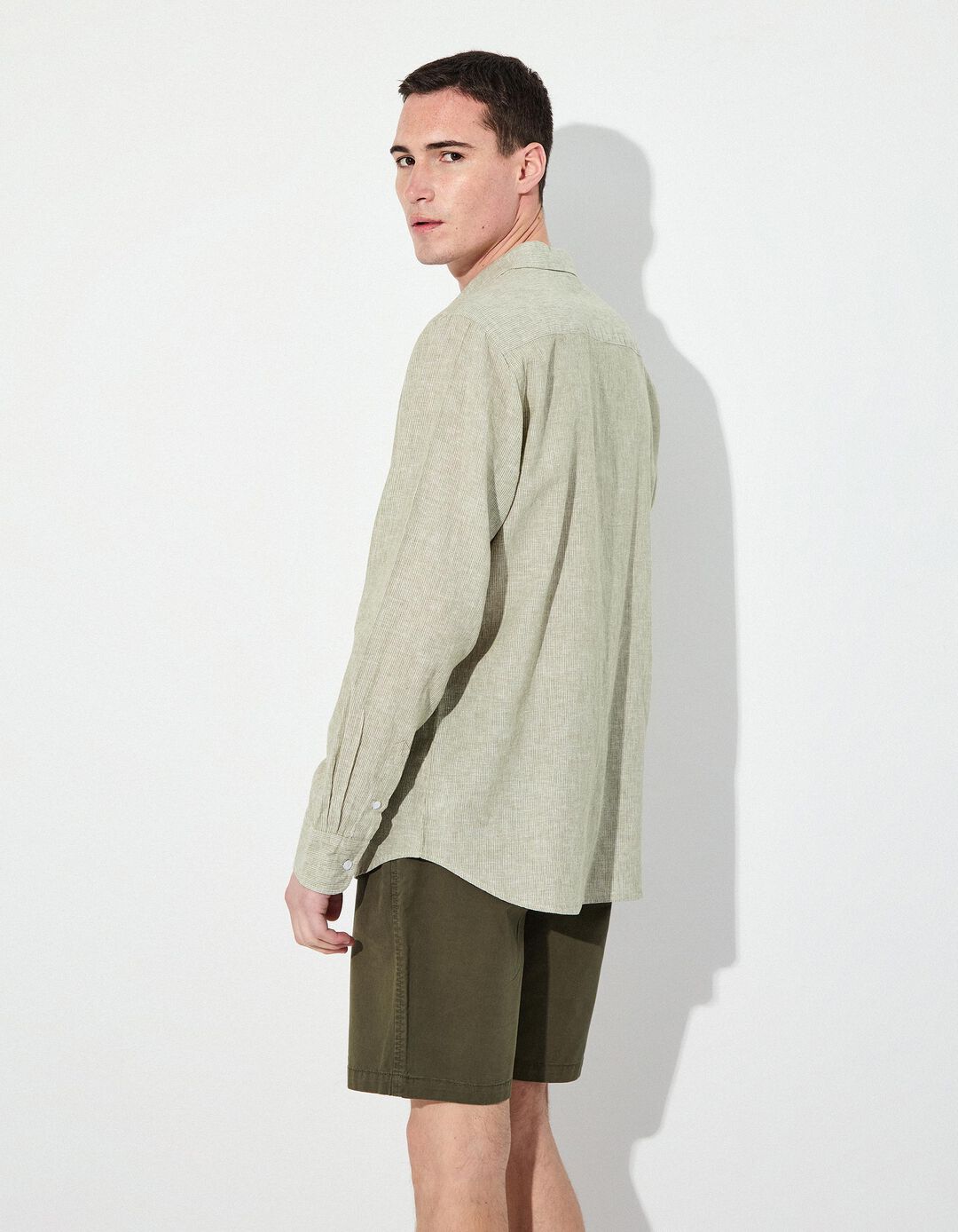 Camisa de Linho, Homem, Verde Escuro 