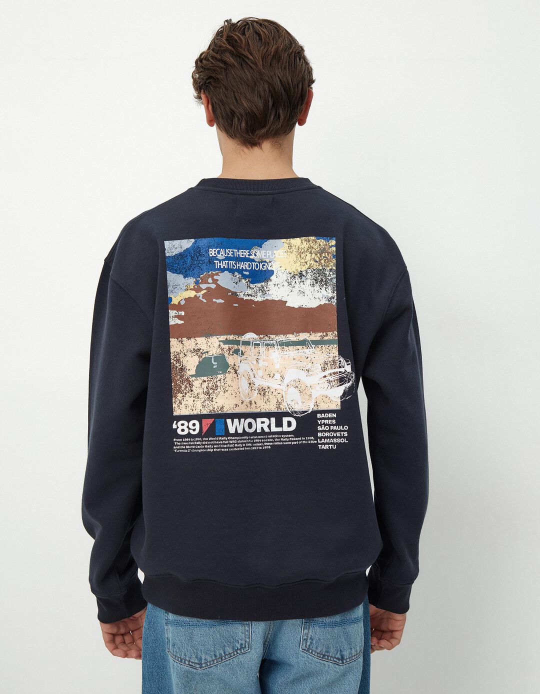 Sweatshirt de Felpa Estampado, Homem, Azul Escuro