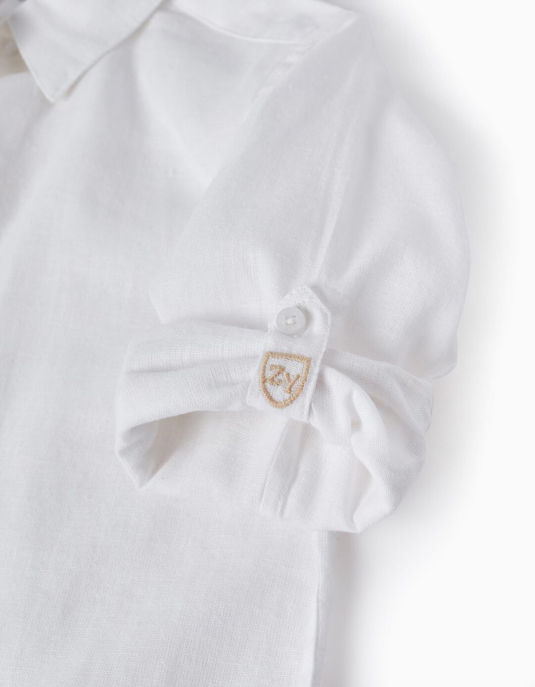 Camisa de Manga Comprida Clássica para Menino, Branco