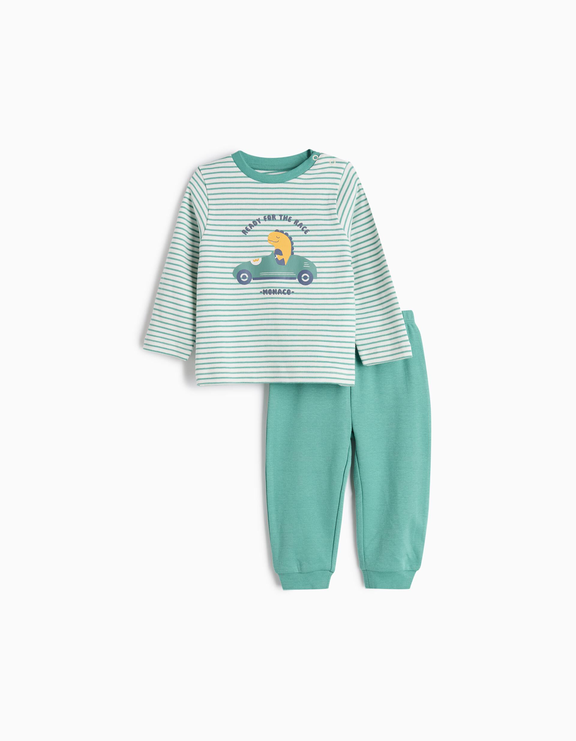Pijama Riscas, Menino, Verde Claro 