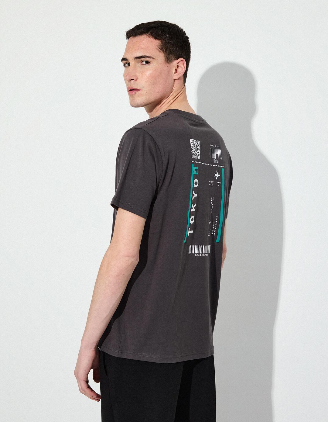 T-shirt Estampado, Homem, Castanho Escuro
