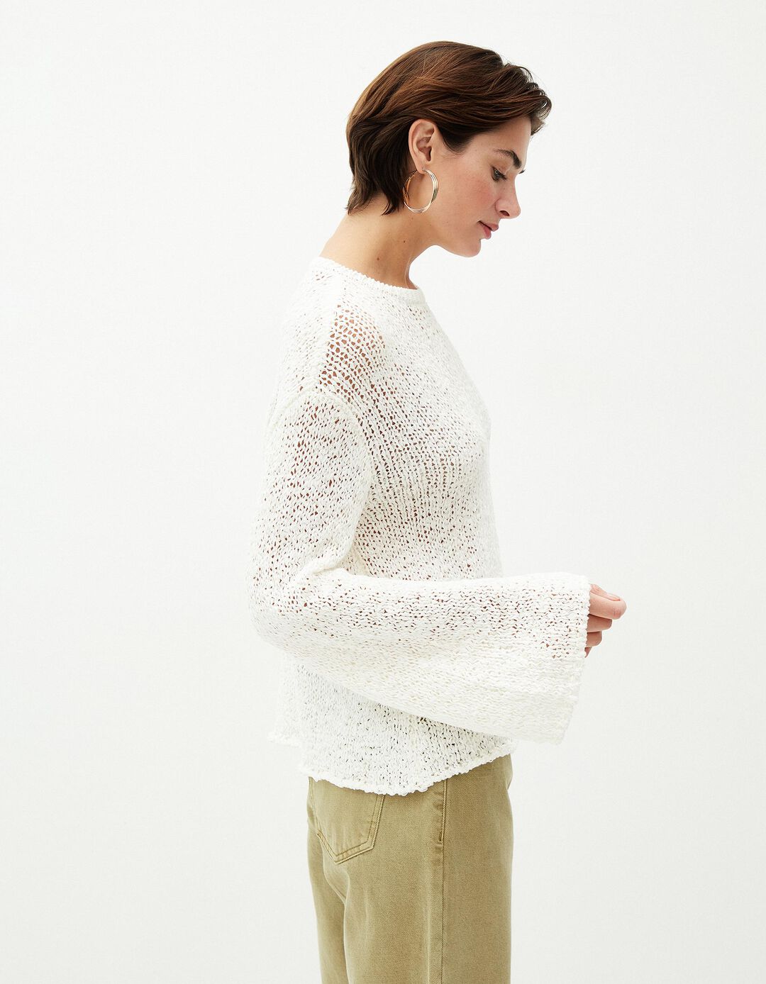 Camisola de Malha, Mulher, Bege Claro