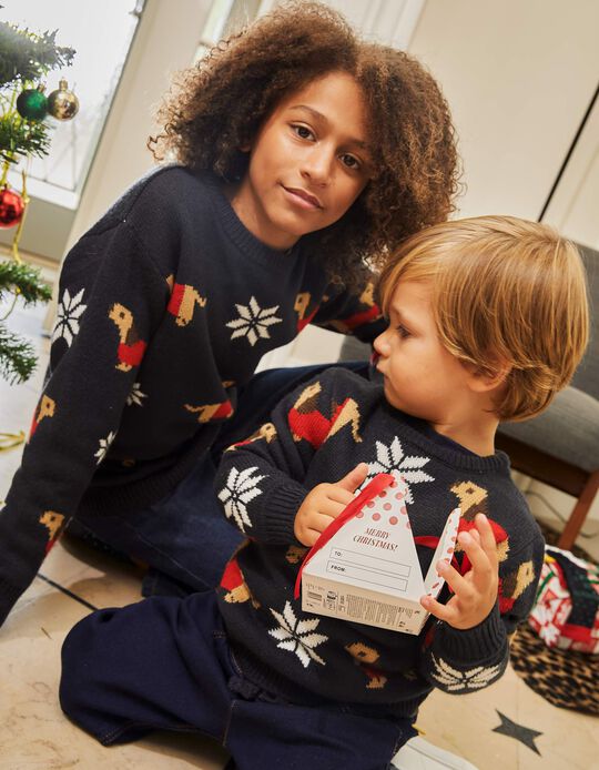 Comprar Online Camisola de Malha Natal, Menino, Azul Escuro