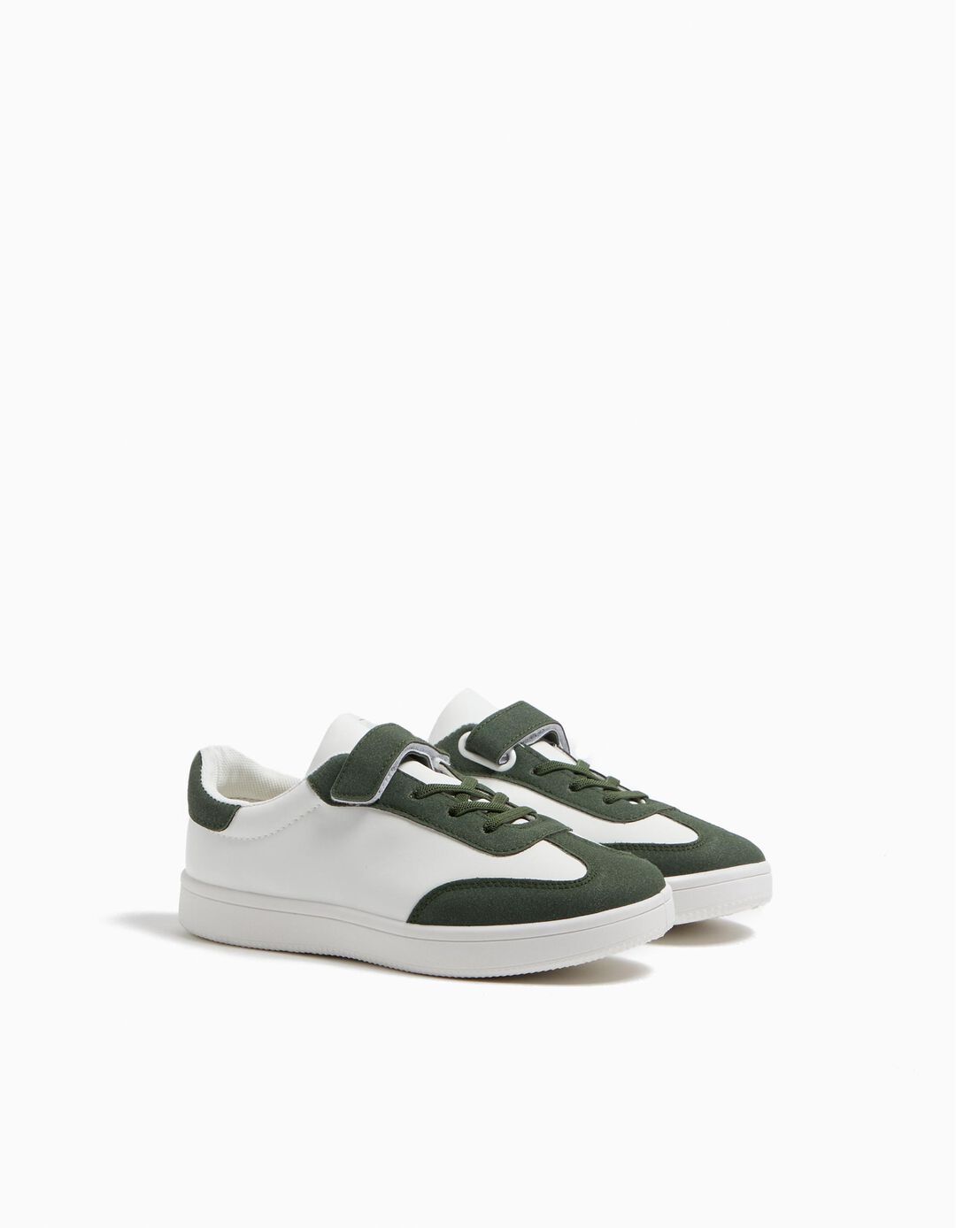 Sapatilhas Contraste Velcro, Criança, Verde Escuro