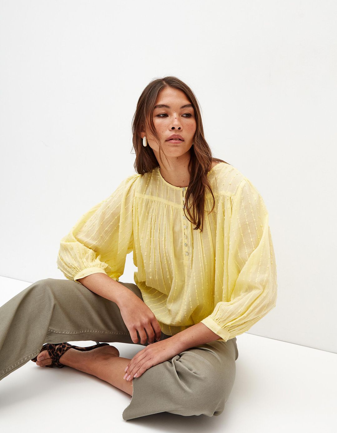 Blusa de Algodão, Mulher, Amarelo Claro