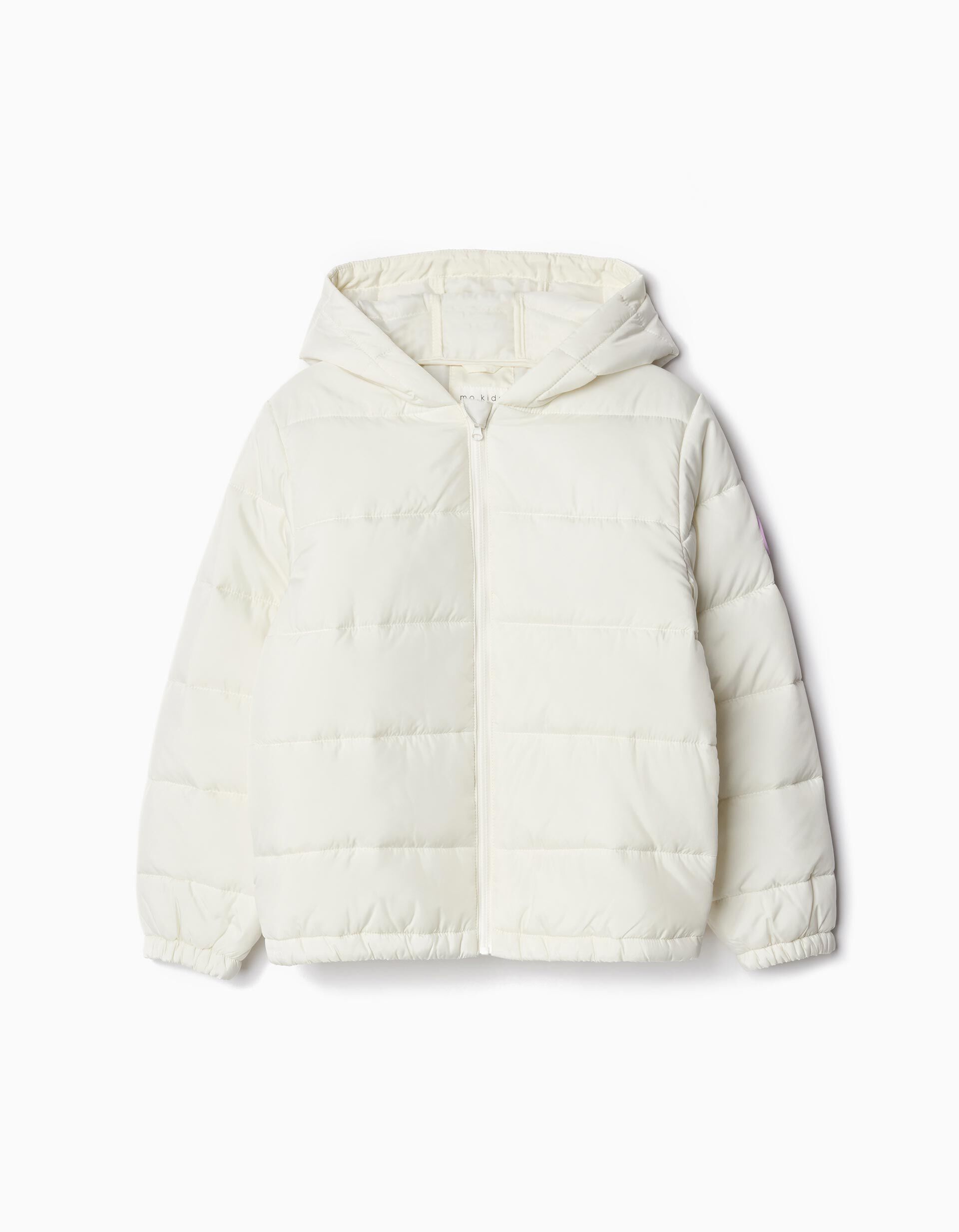 Casaco Acolchoado com Capuz, Menina, Branco