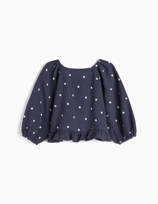 Comprar Online Blusa com Bordado, Menina, Azul