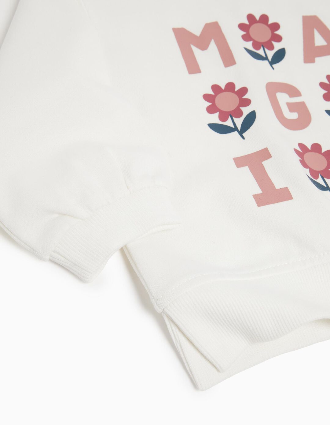 Sweatshirt de Felpa, Menina, Branco