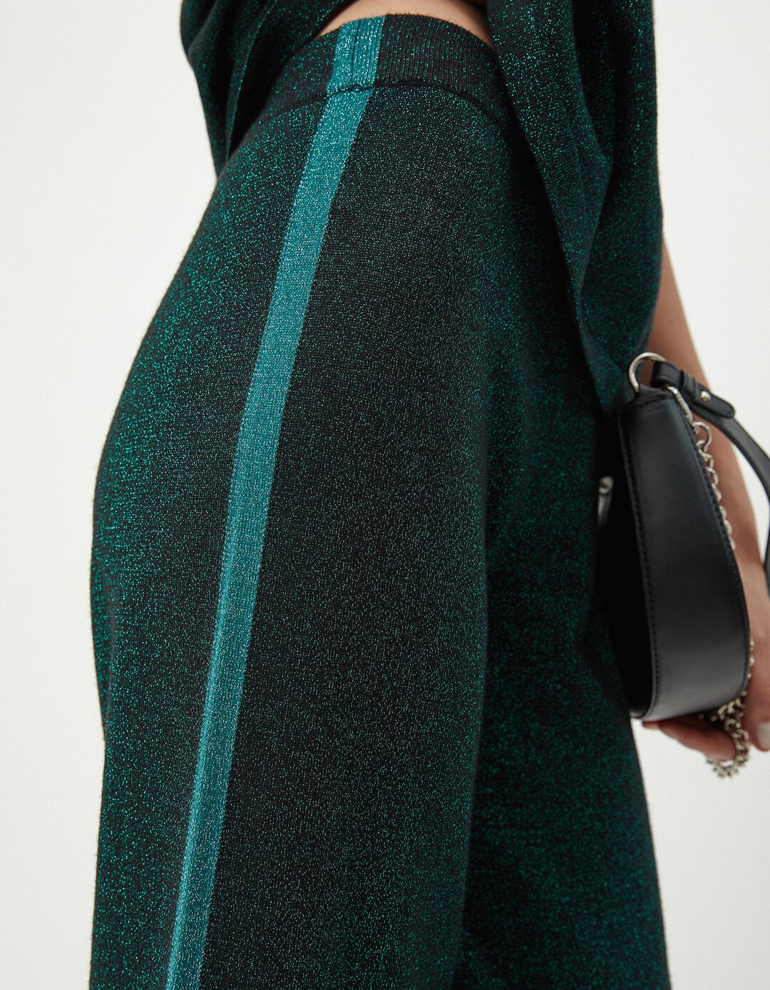 Calças Malha Lurex, Mulher, Verde