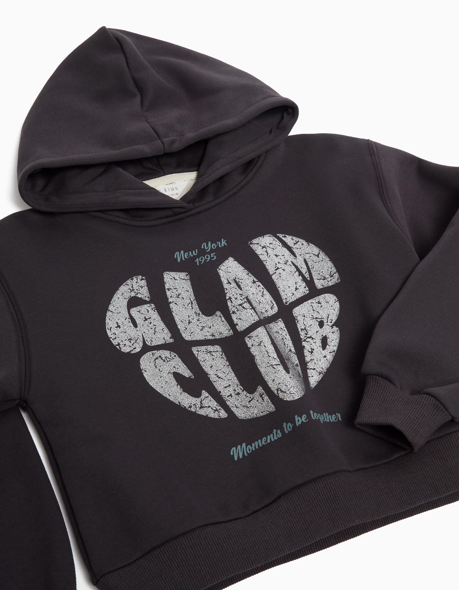Comprar Online Sweatshirt Capuz Estampado, Menina, Cinzento Escuro