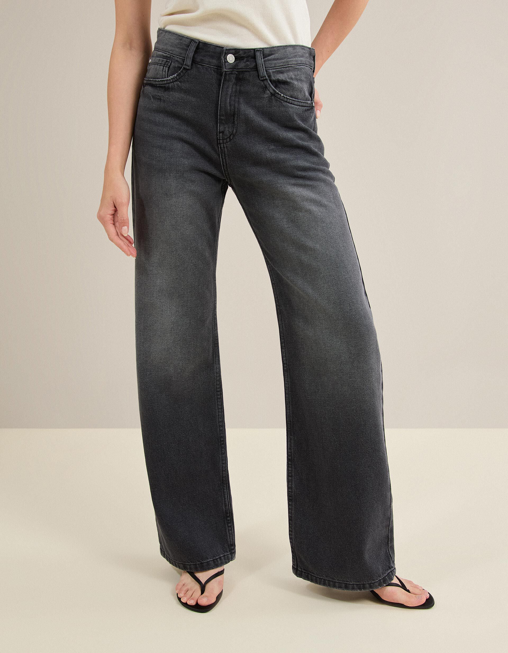Cal&ccedil;as De Ganga 'Wide Leg', Mulher, Cinzento Escuro