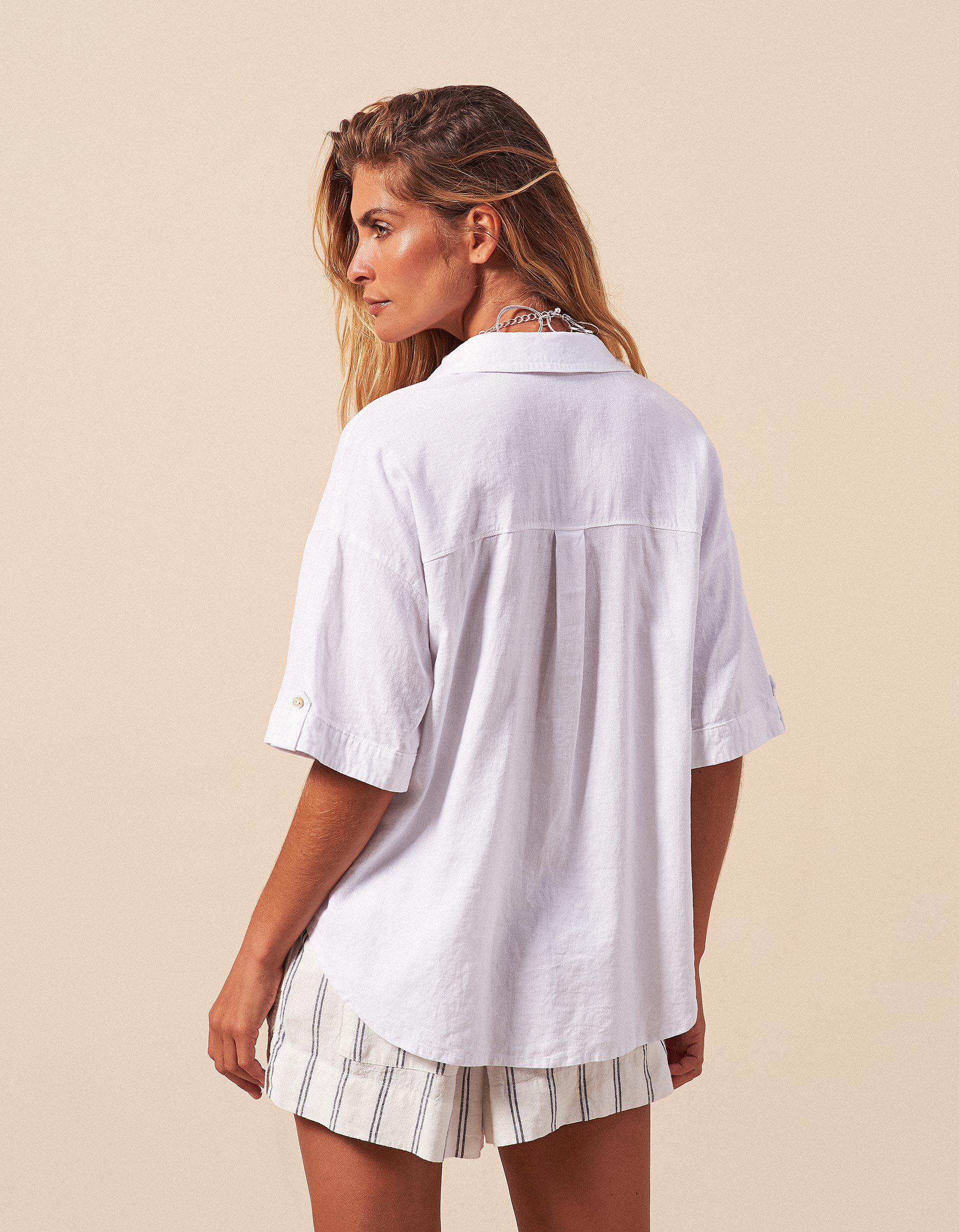 Camisa com Linho, Mulher, Branco