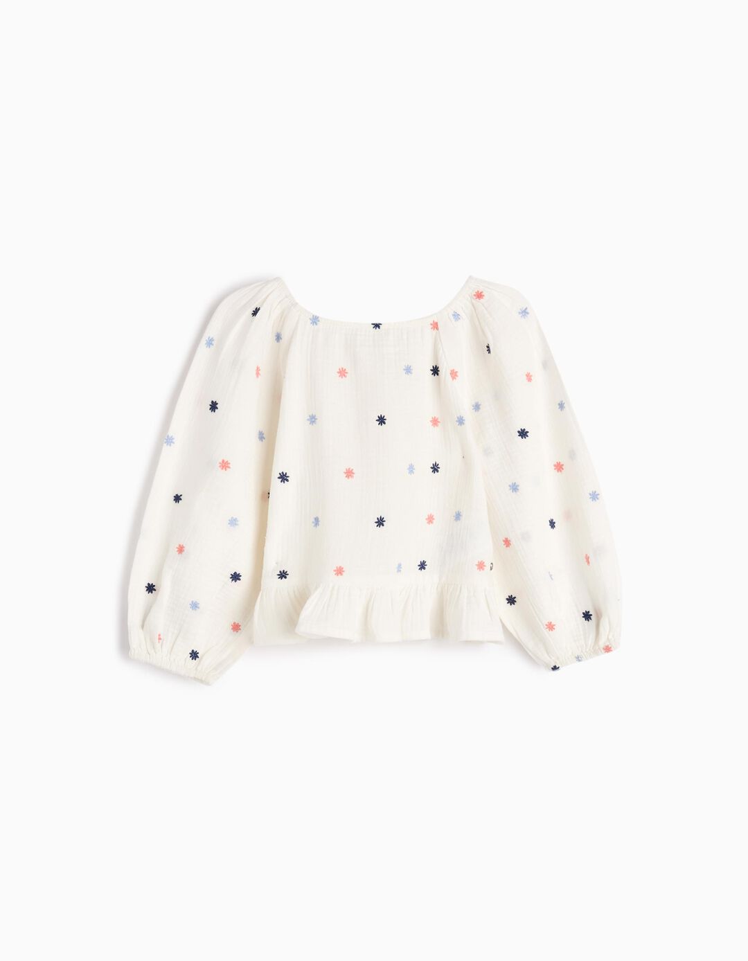 Blusa com Bordados, Menina, Branco