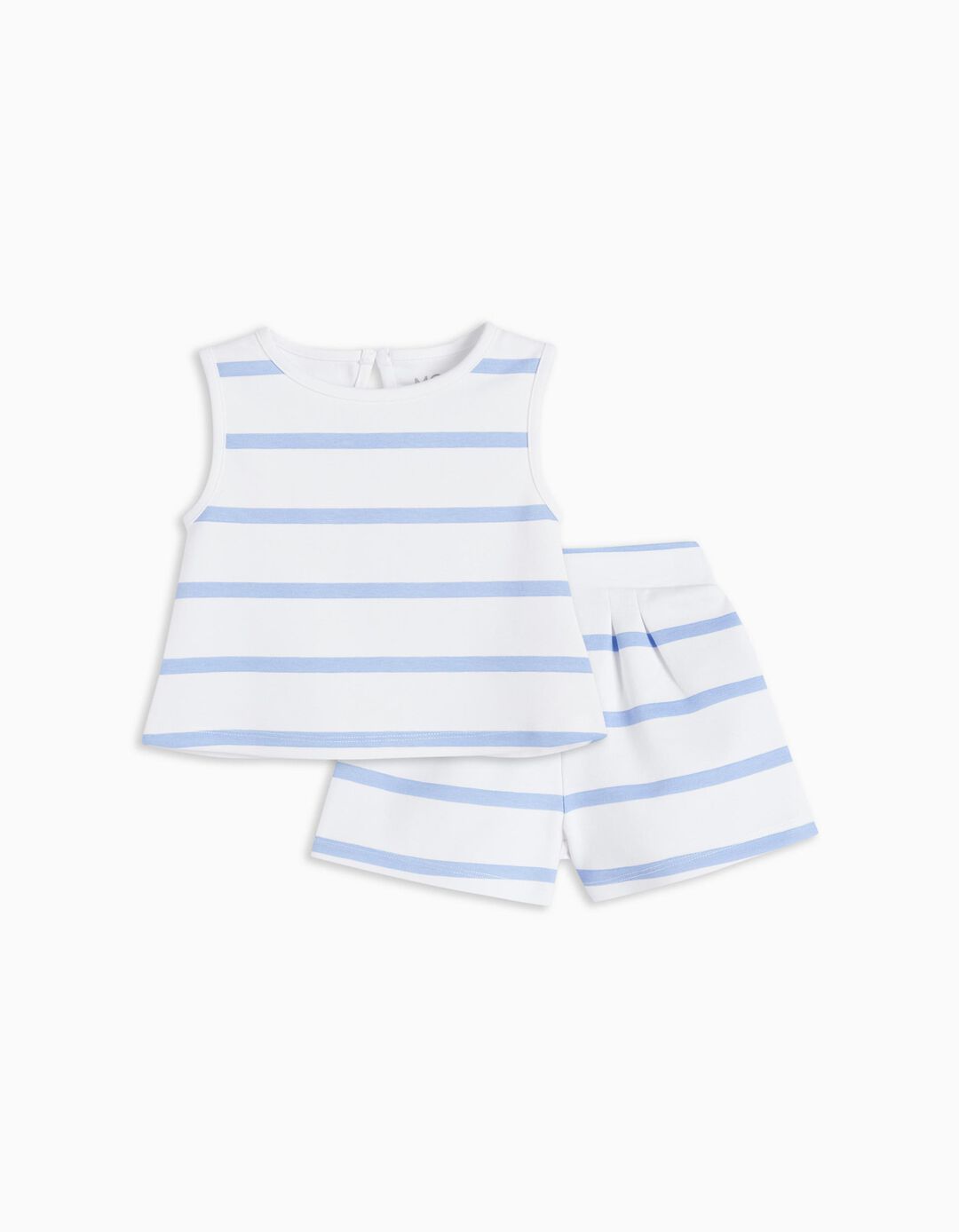 Conjunto Top + Cal&ccedil;&otilde;es Riscas, Beb&eacute; Menina, Azul Claro