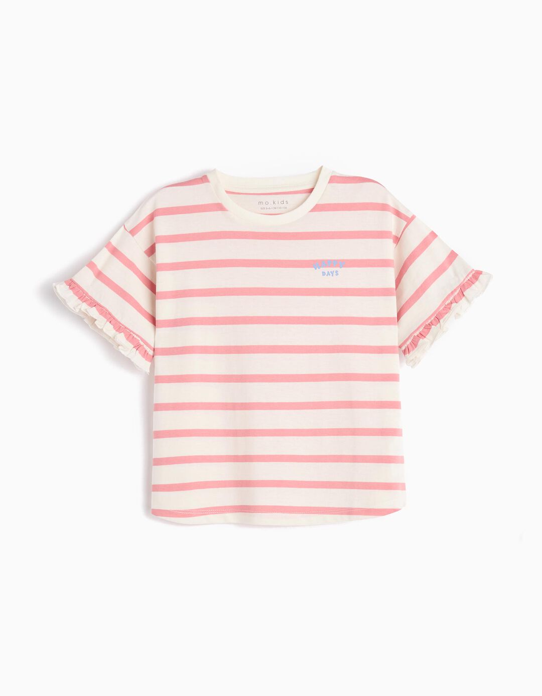 T-shirt Riscas, Menina, Rosa Claro