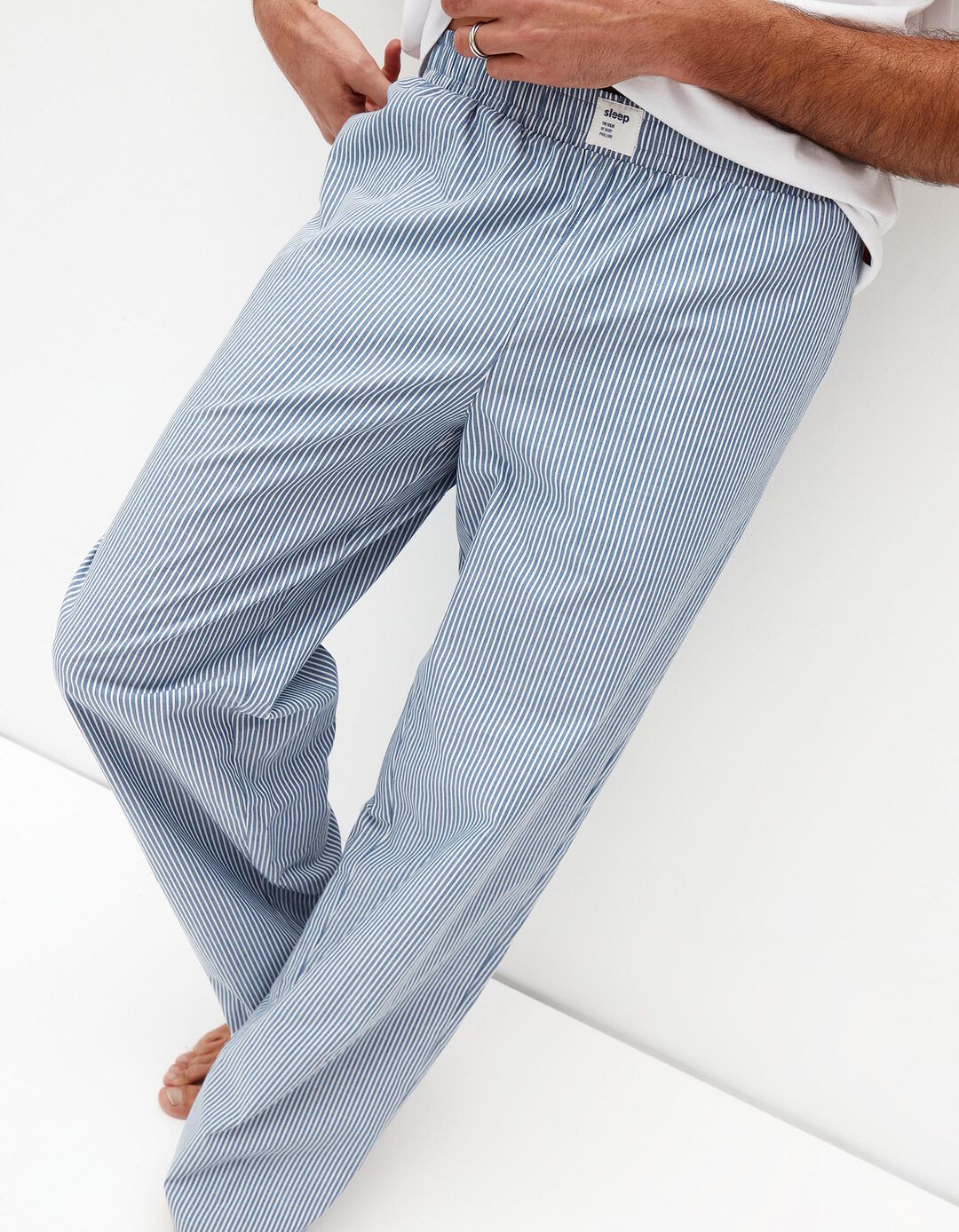 Calças Pijama Riscas, Homem, Azul Claro 