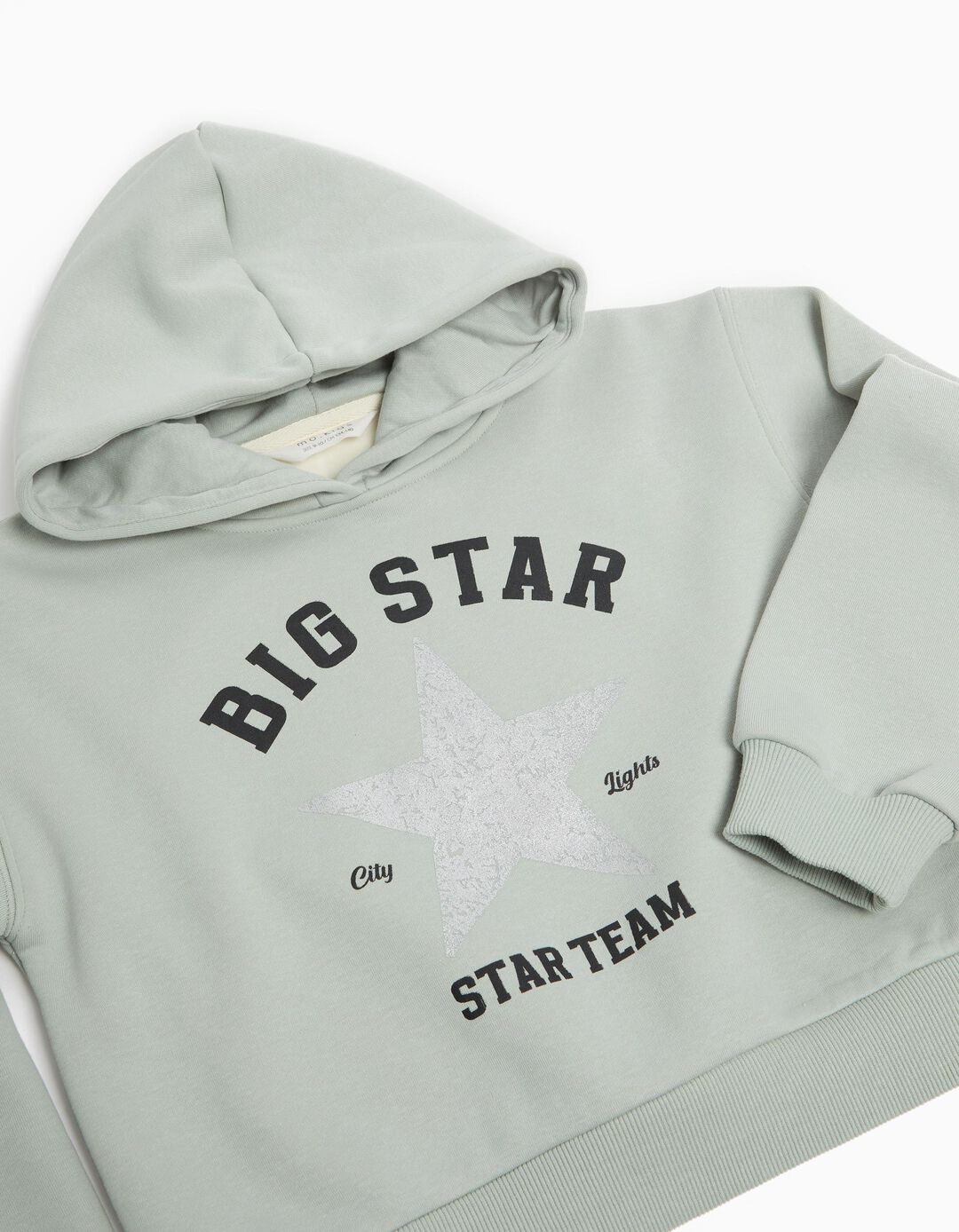 Sweatshirt Capuz Estampado, Menina, Verde Claro