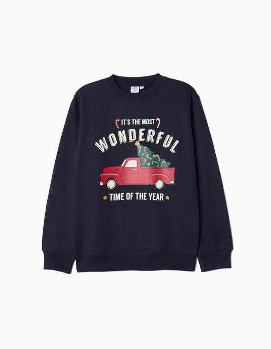 Comprar Online Sweatshirt de Felpa Natal, Menino, Azul Escuro