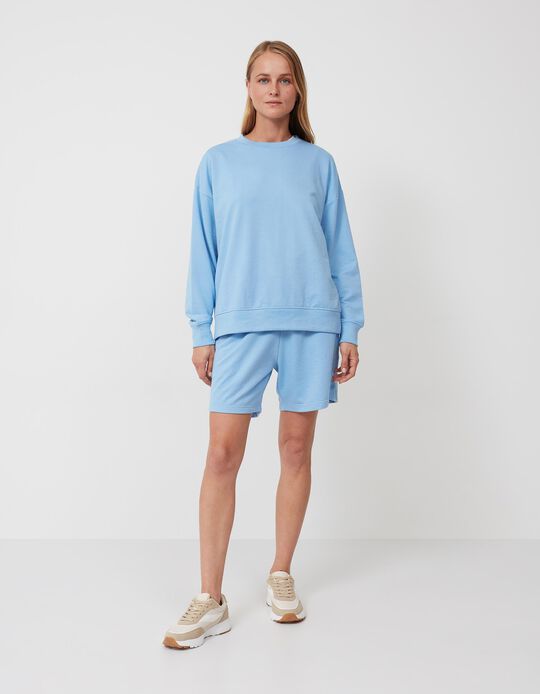 Comprar Online Calções de Felpa, Mulher, Azul Claro