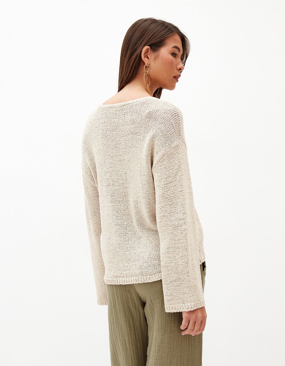 Camisola de Malha, Mulher, Bege Claro
