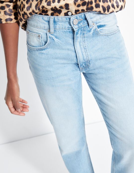 Comprar Online Calças de Ganga Medium Straight, Mulher, Azul Claro