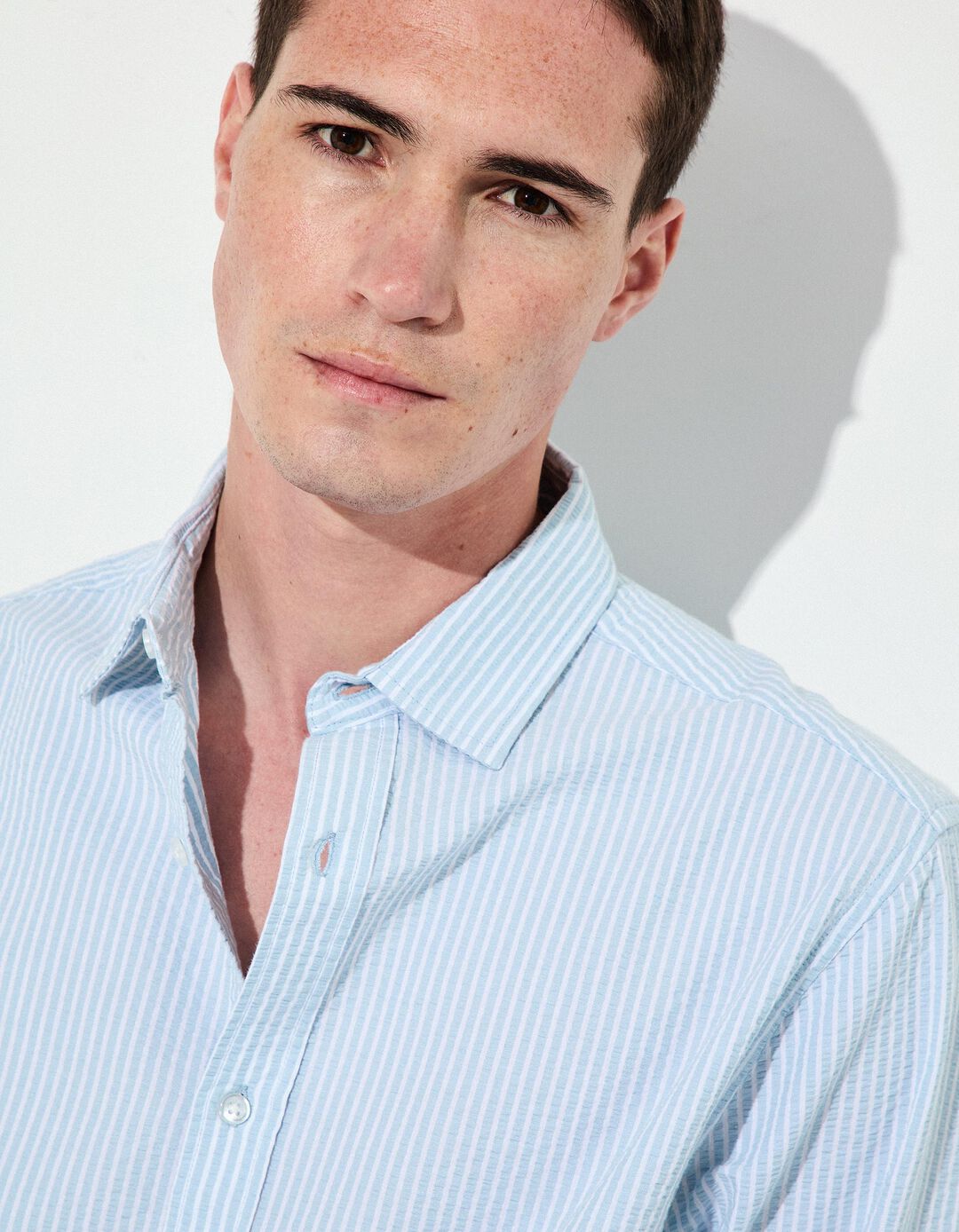 Camisa Riscas, Homem, Azul Claro