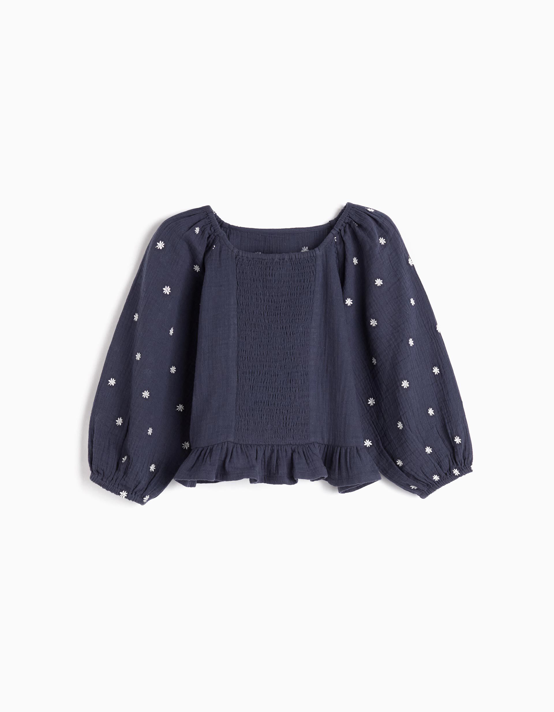 Comprar Online Blusa com Bordado, Menina, Azul