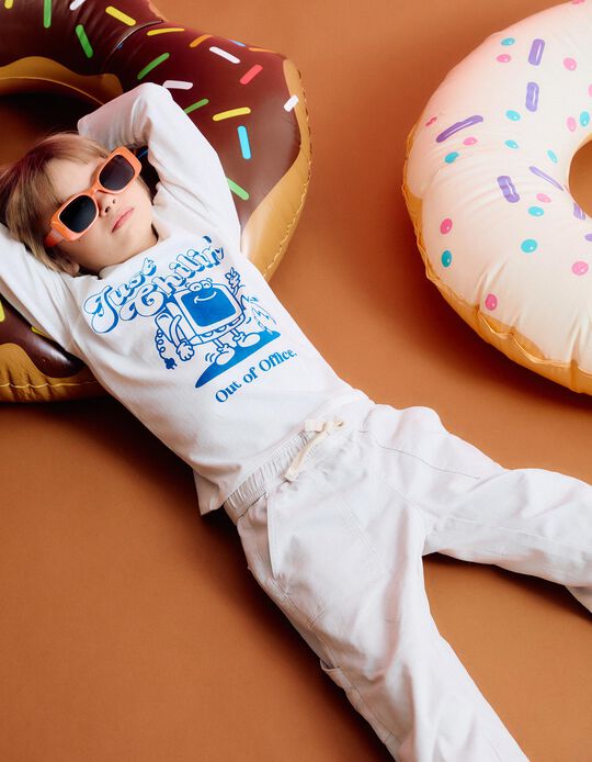 Comprar Online T-shirt de Manga Comprida Estampado, Menino, Branco