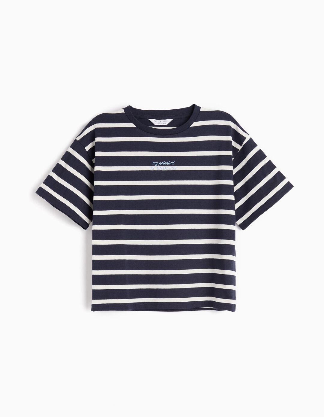 T-shirt Riscas, Menina, Azul Escuro