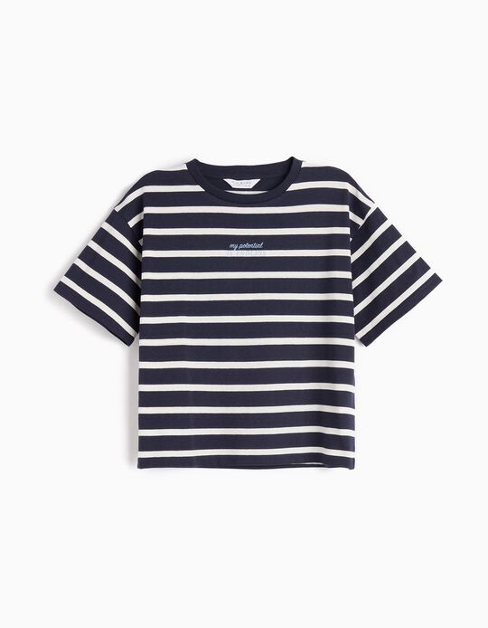 Comprar Online T-shirt Riscas, Menina, Azul Escuro