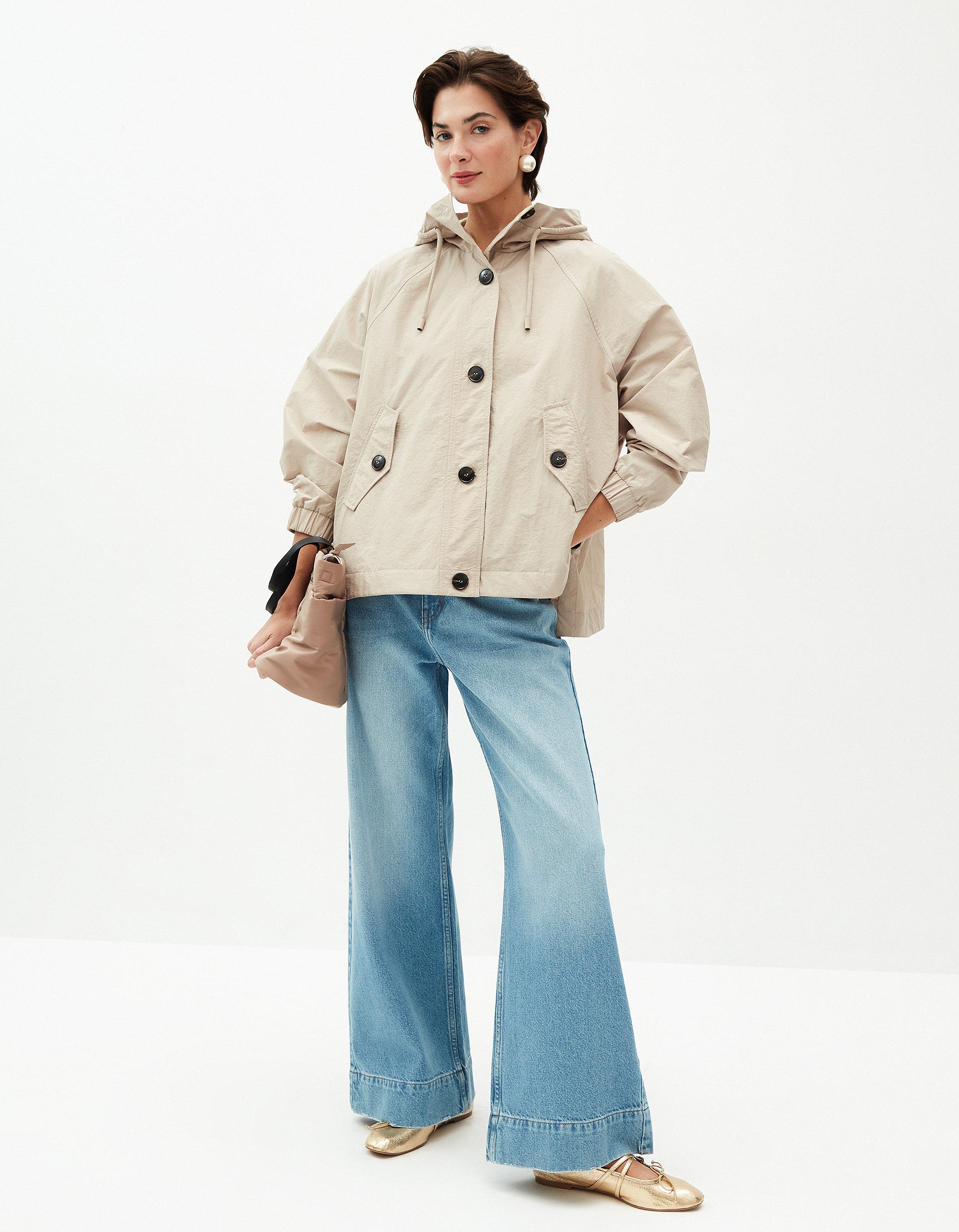 Parka com Botões, Mulher, Bege 