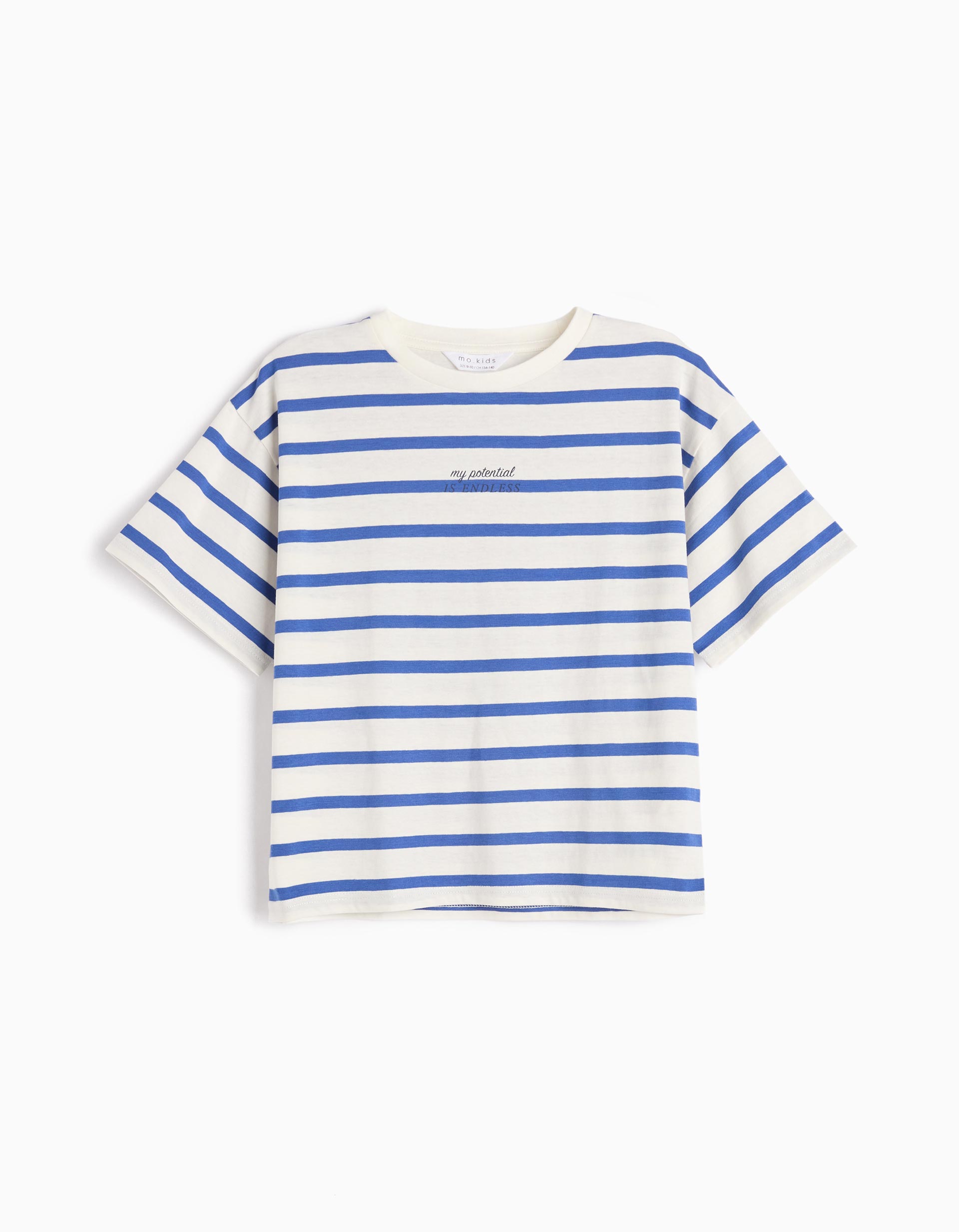 T-shirt Riscas, Menina, Azul