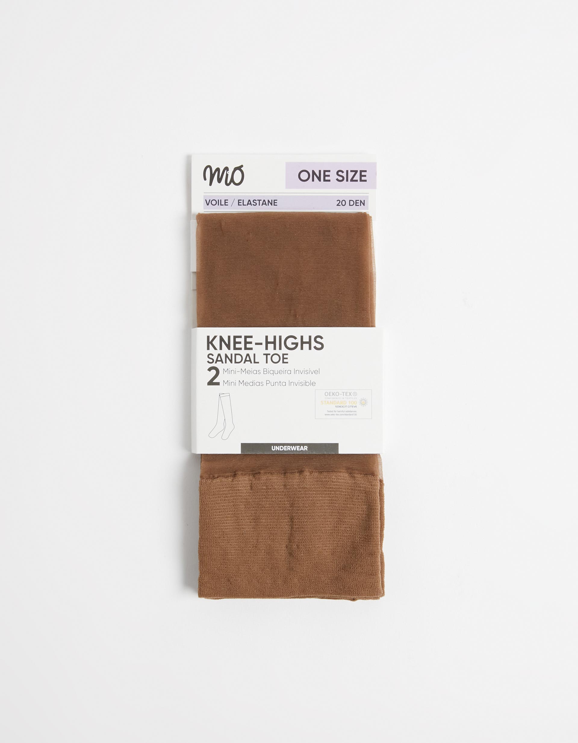 Pack 2 Pares de Mini-Meias 20DEN, Mulher, Castanho