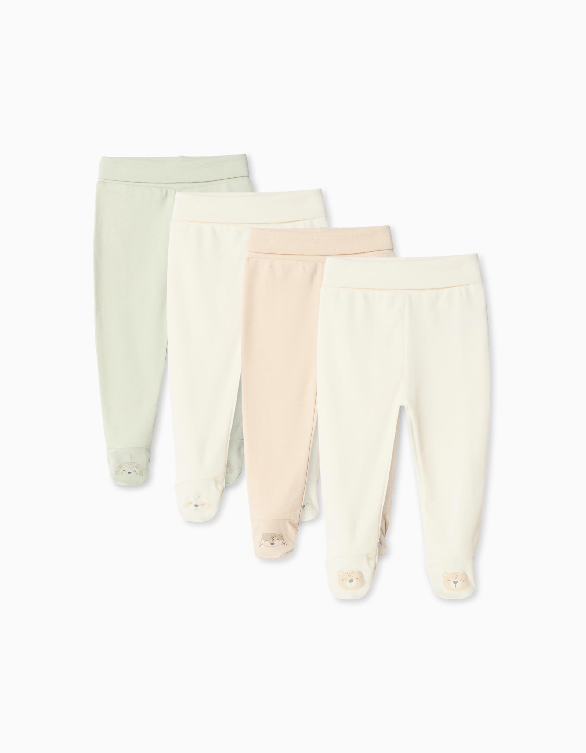 Pack 4 Calças com Pés, Bebé, Multicor