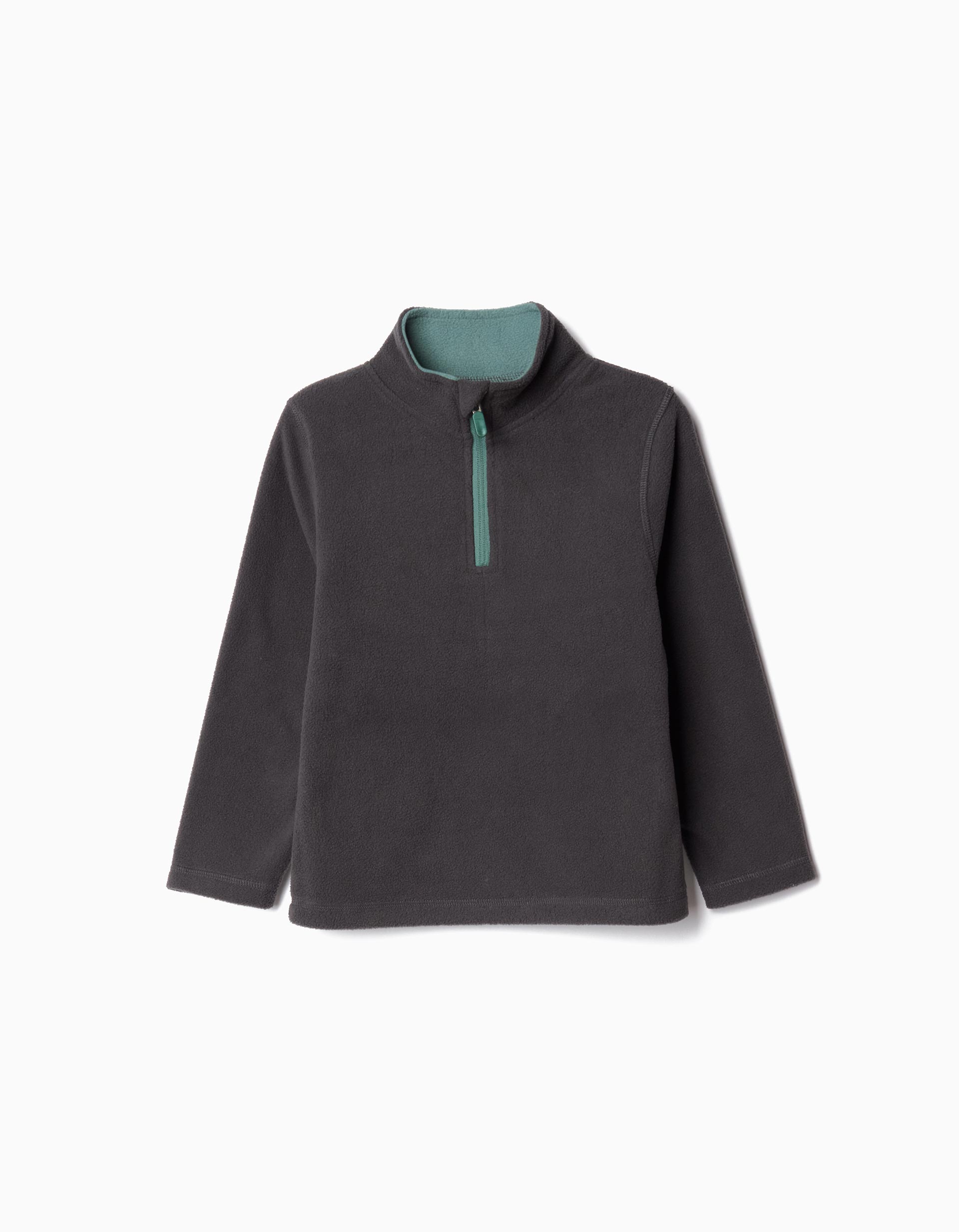 Sweatshirt Polar Fecho de Correr, Menino, Cinzento Escuro