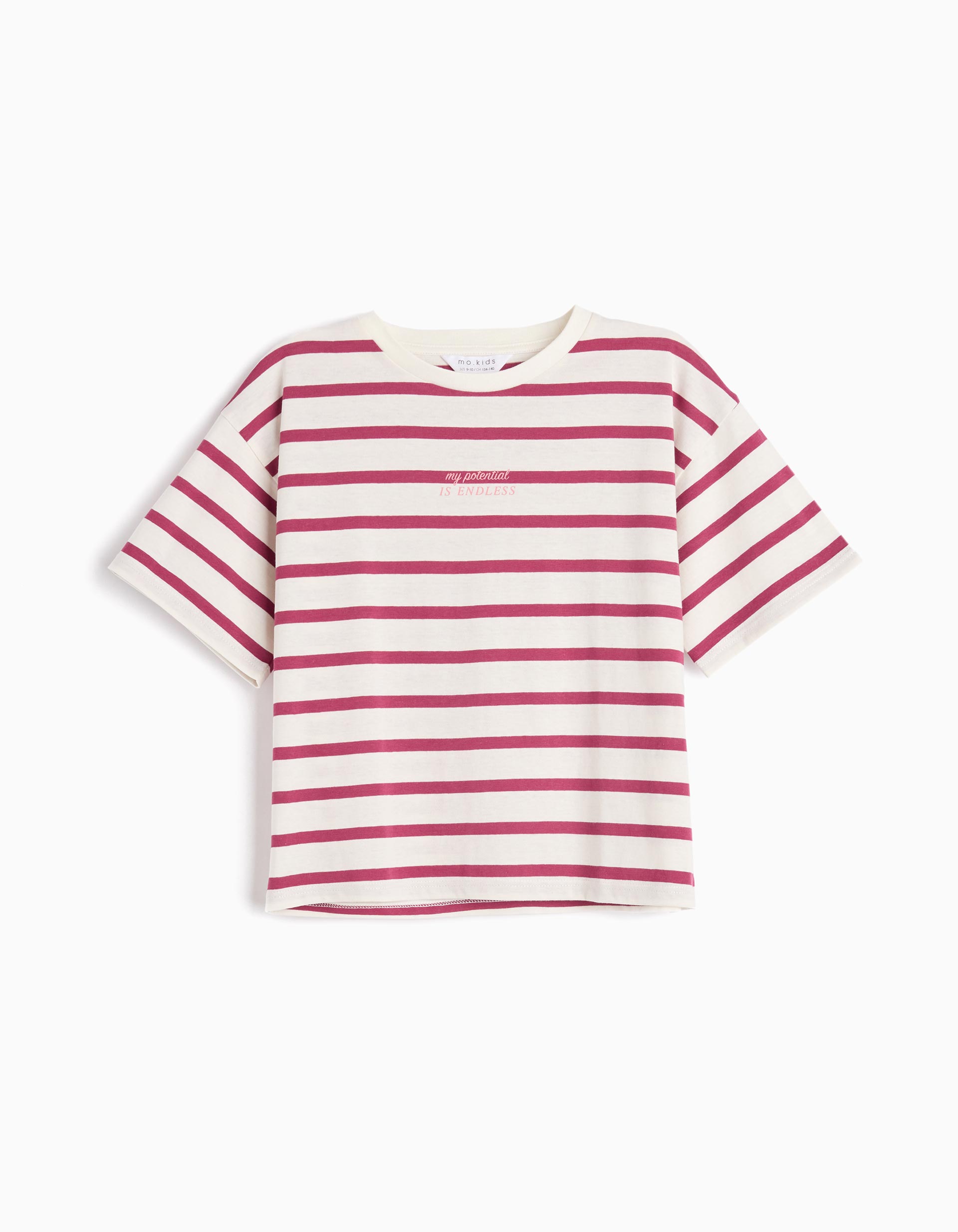 T-shirt Riscas, Menina, Vermelho