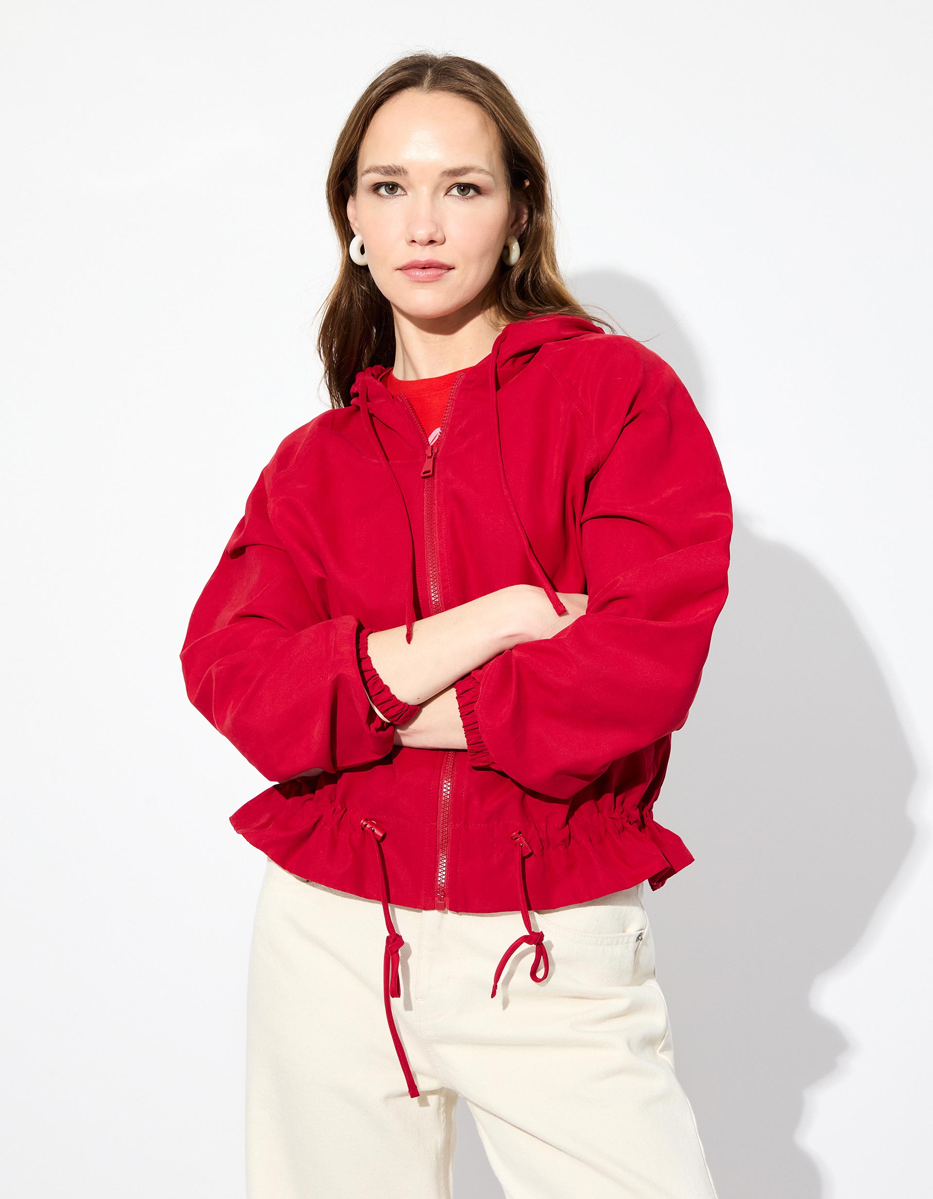 Parka Capuz, Mulher, Vermelho Escuro