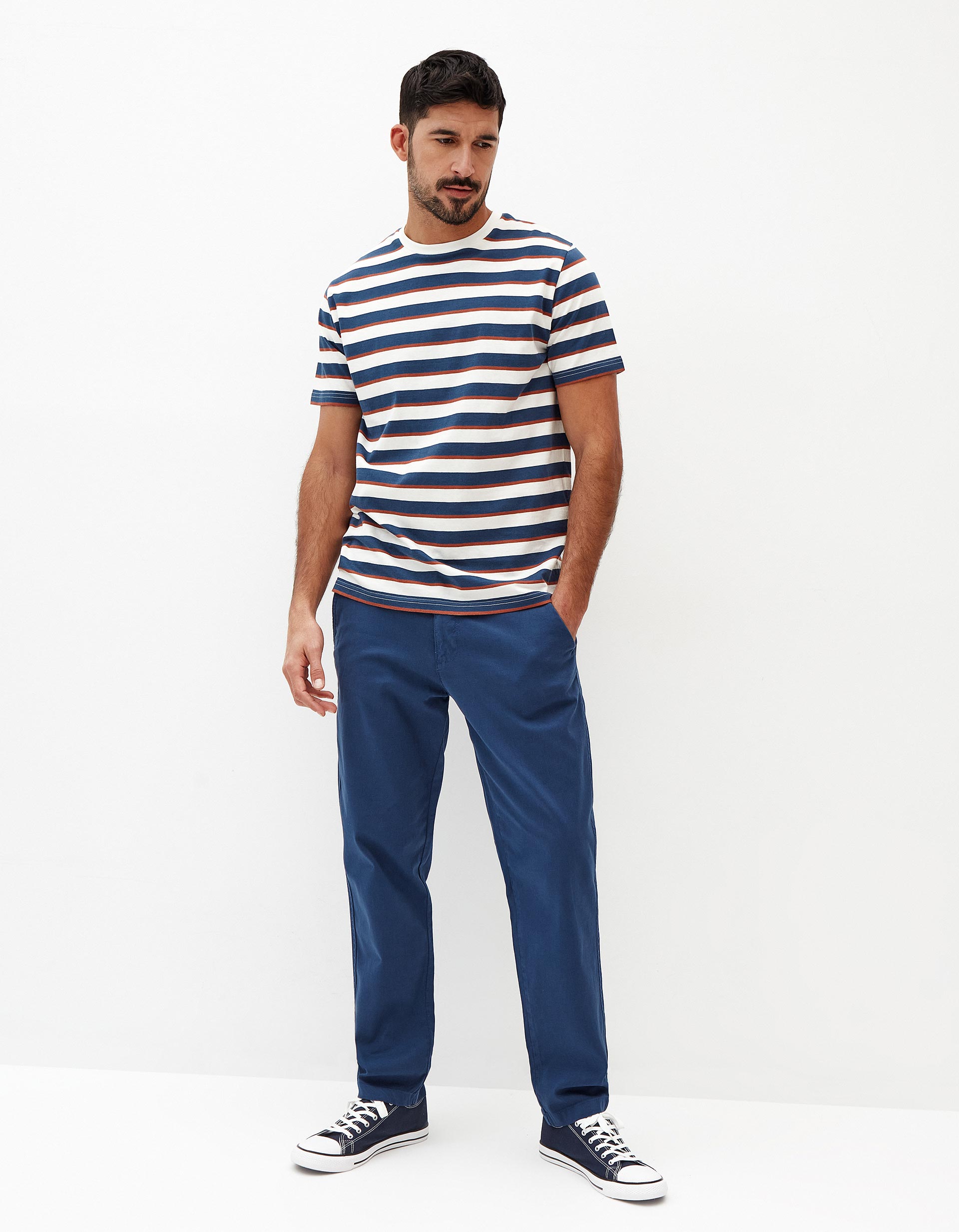 Calças Chino Slim, Homem, Azul Escuro