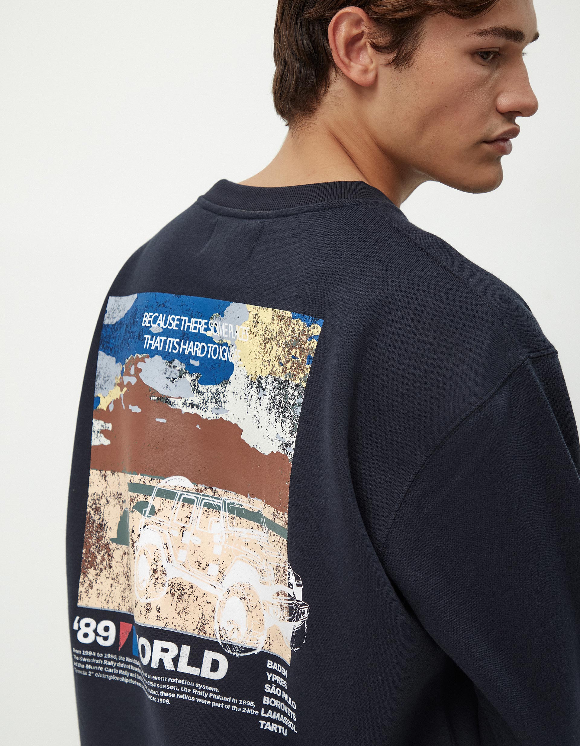 Sweatshirt de Felpa Estampado, Homem, Azul Escuro