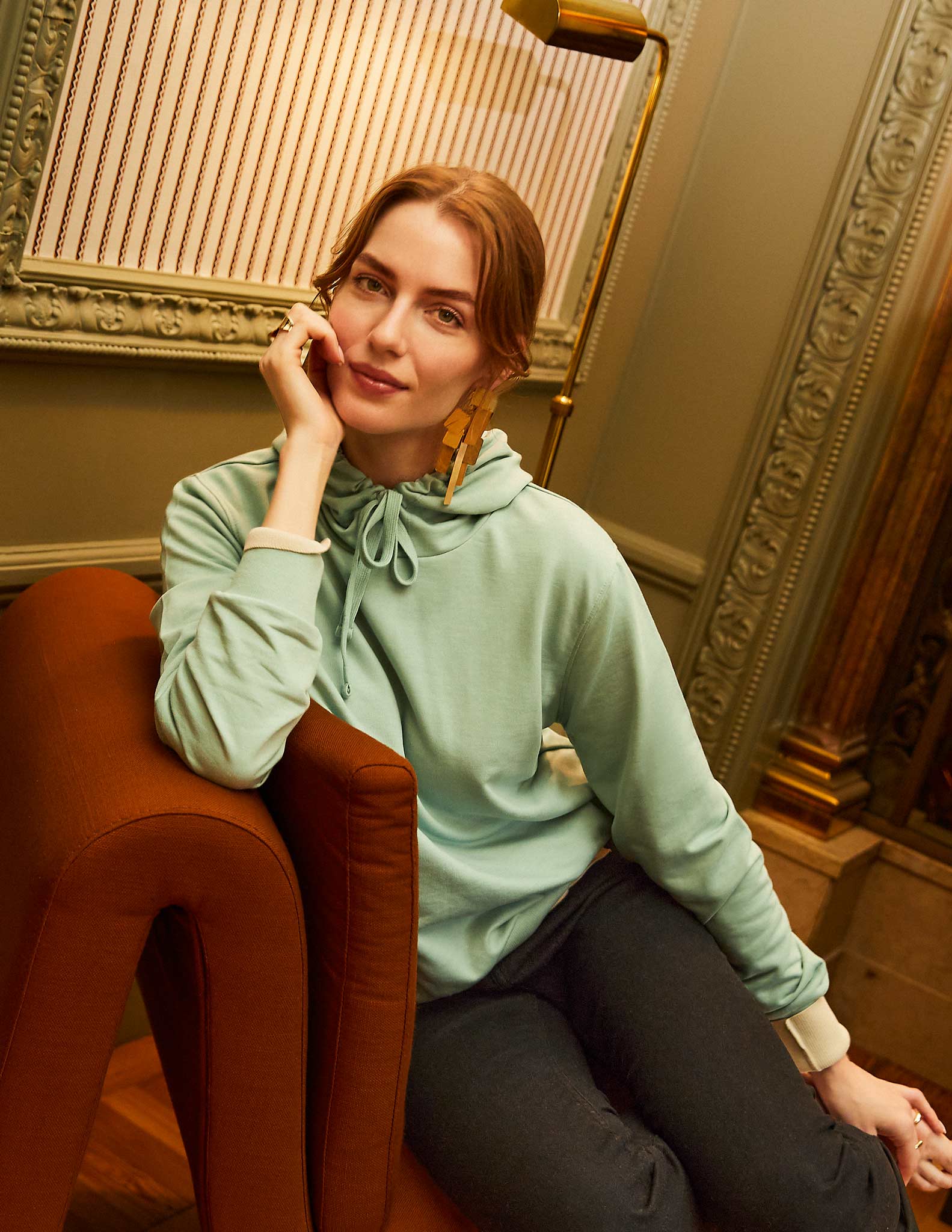 Sweatshirt Capuz, Mulher, Verde Claro