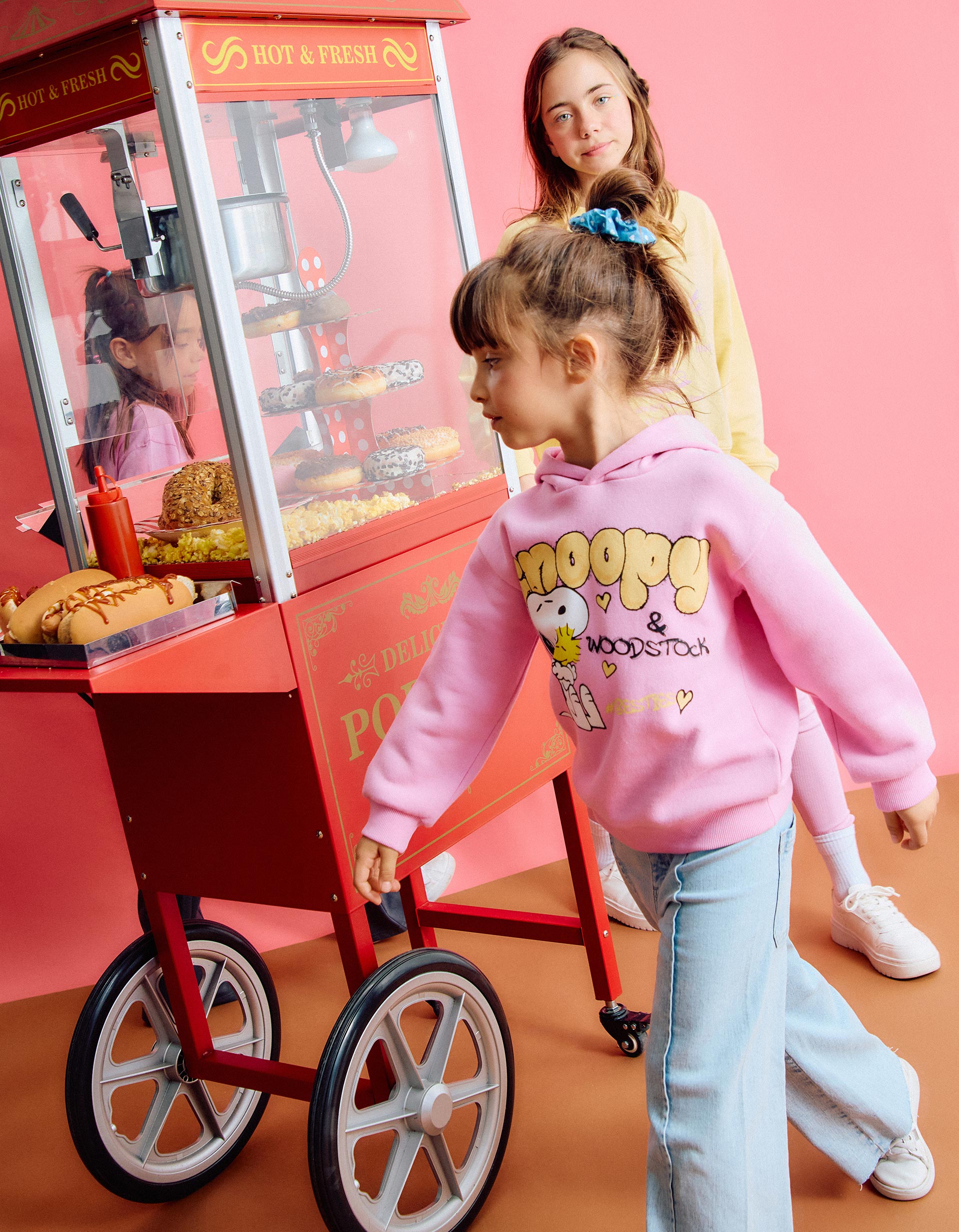 Sweatshirt Capuz 'Snoopy', Menina, Rosa
