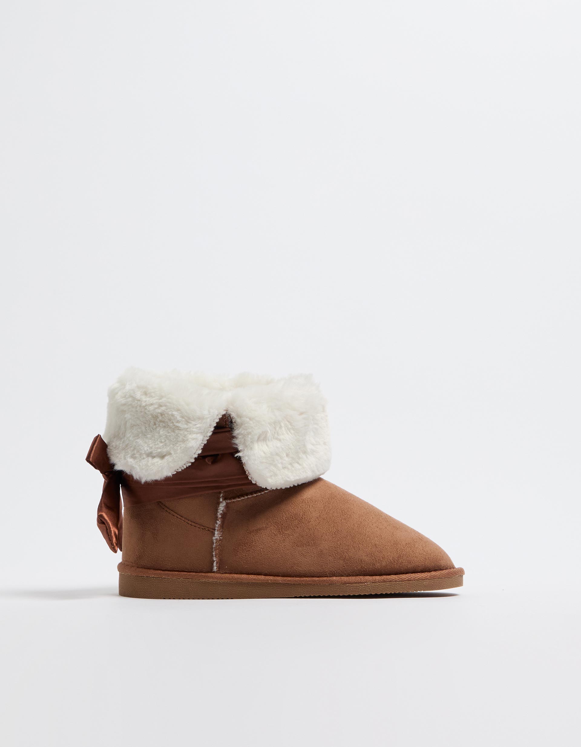 Botas Fitas Interior Pelo, Mulher, Bege